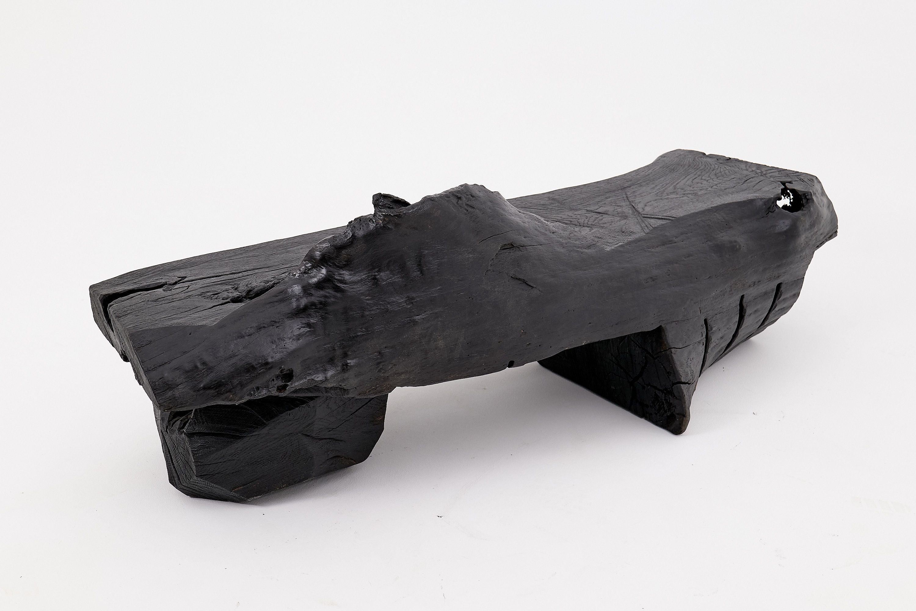 Charred Solid Wood Bench by Logniture