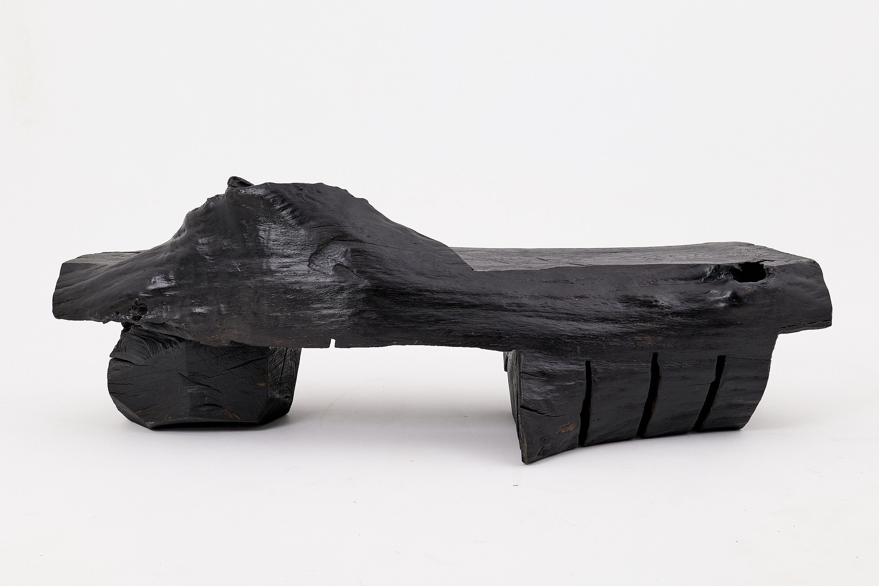 Charred Solid Wood Bench by Logniture