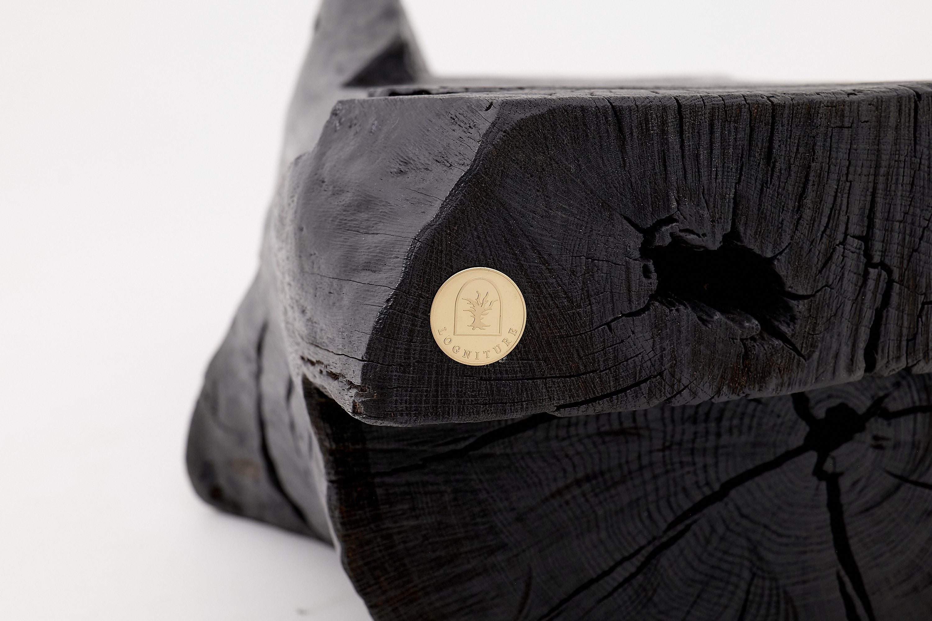 Charred Solid Wood Bench by Logniture