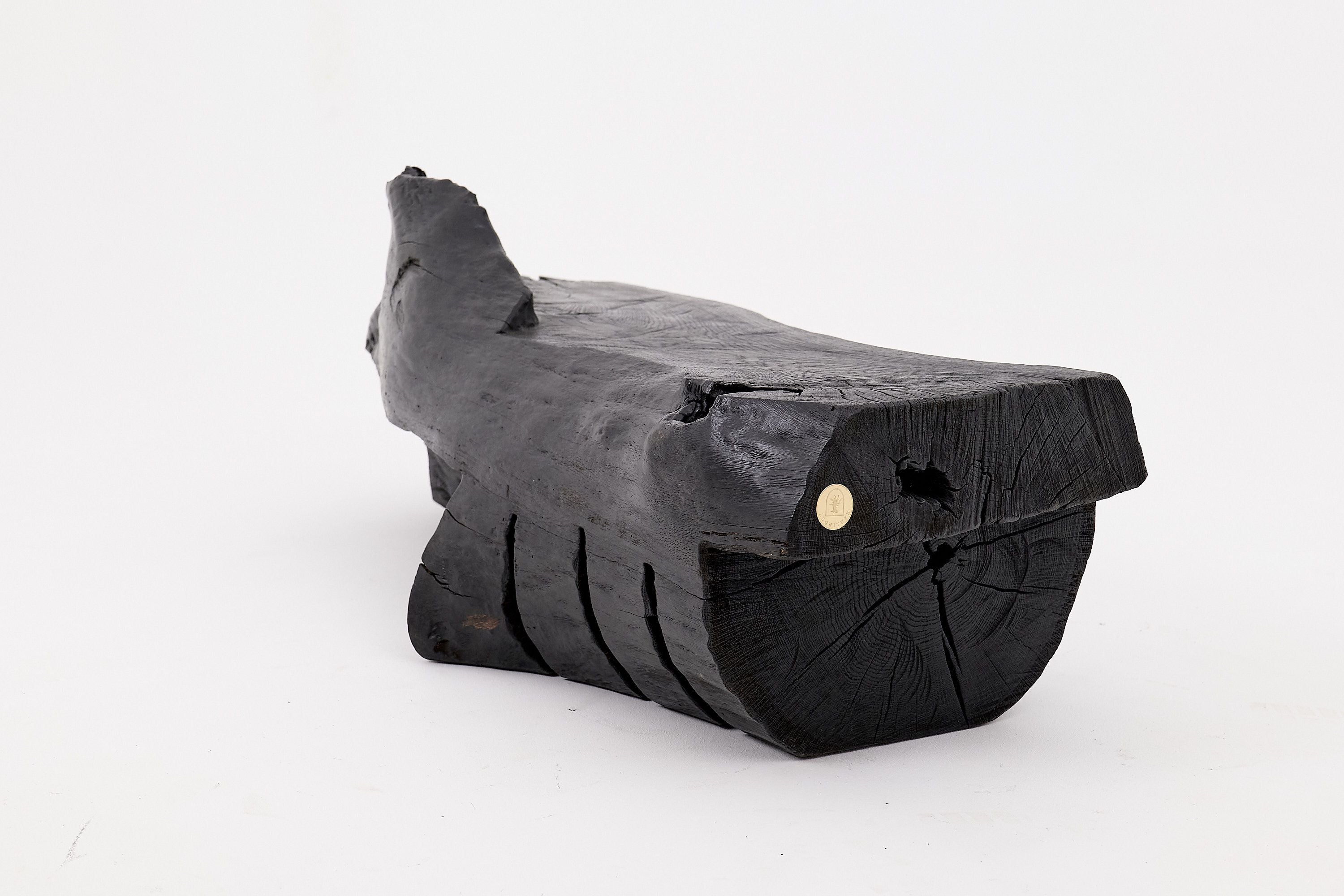 Charred Solid Wood Bench by Logniture
