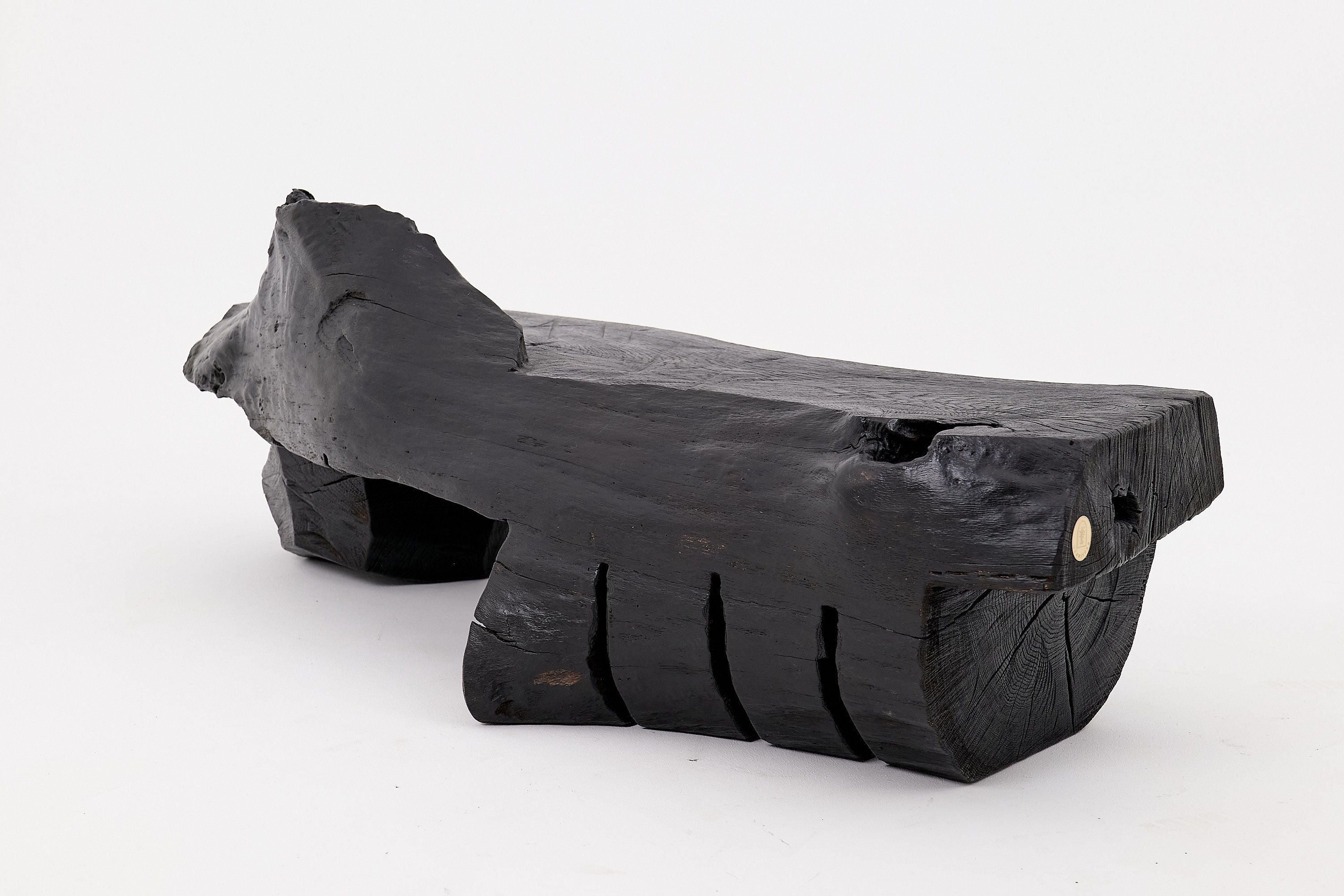 Charred Solid Wood Bench by Logniture