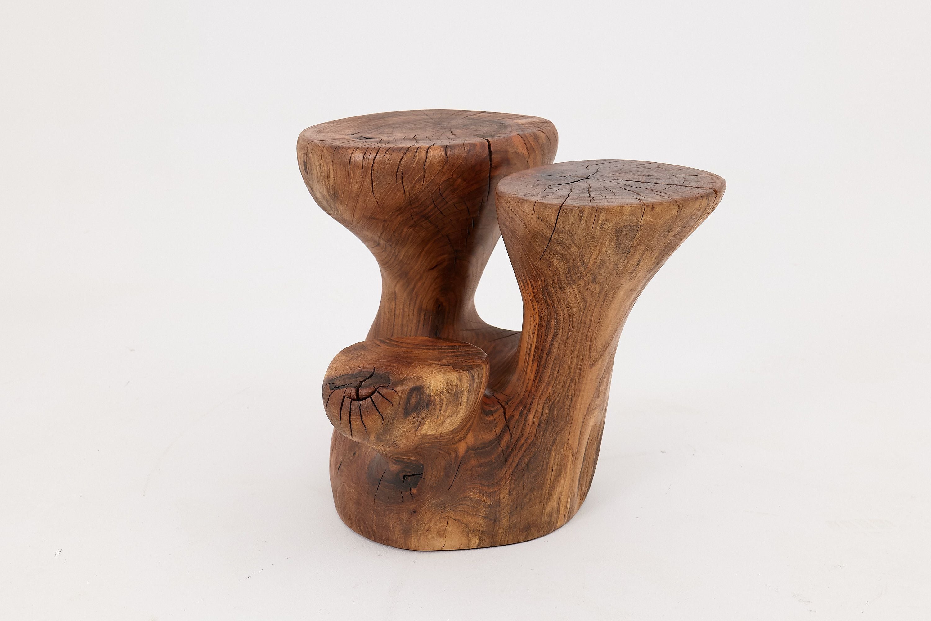 Walnut Solid Wood Sculptural Side Table, Original Contemporary Design - image 2
