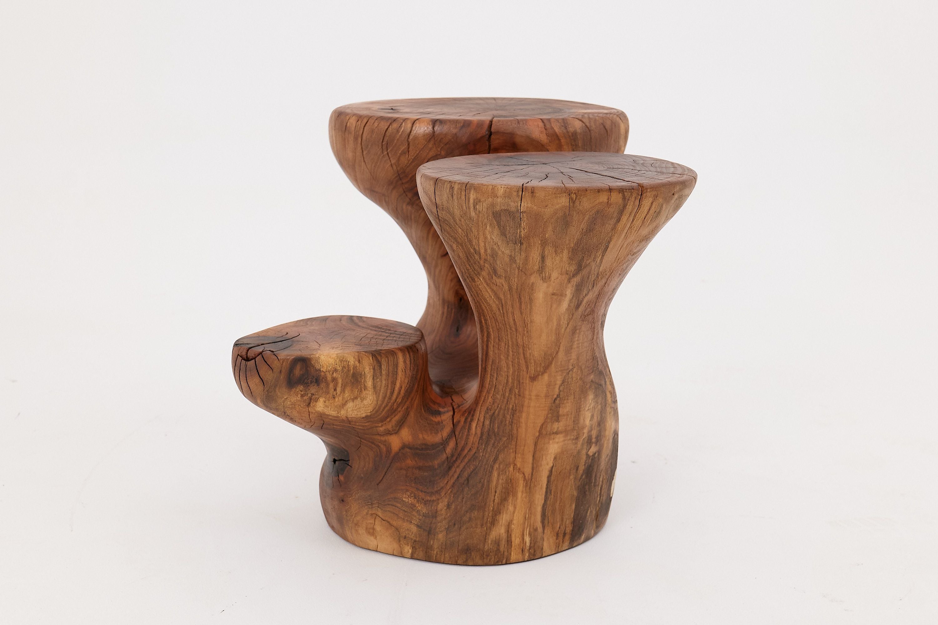 Walnut Solid Wood Sculptural Side Table, Original Contemporary Design - image 4