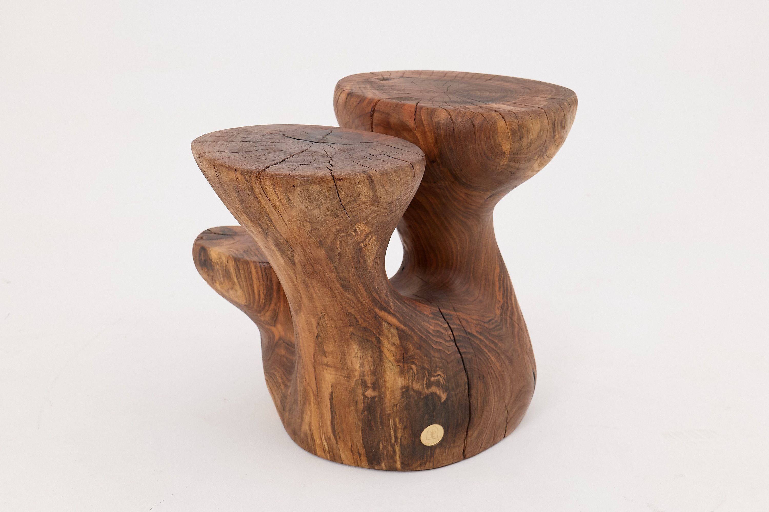 Walnut Solid Wood Sculptural Side Table, Original Contemporary Design - image 6