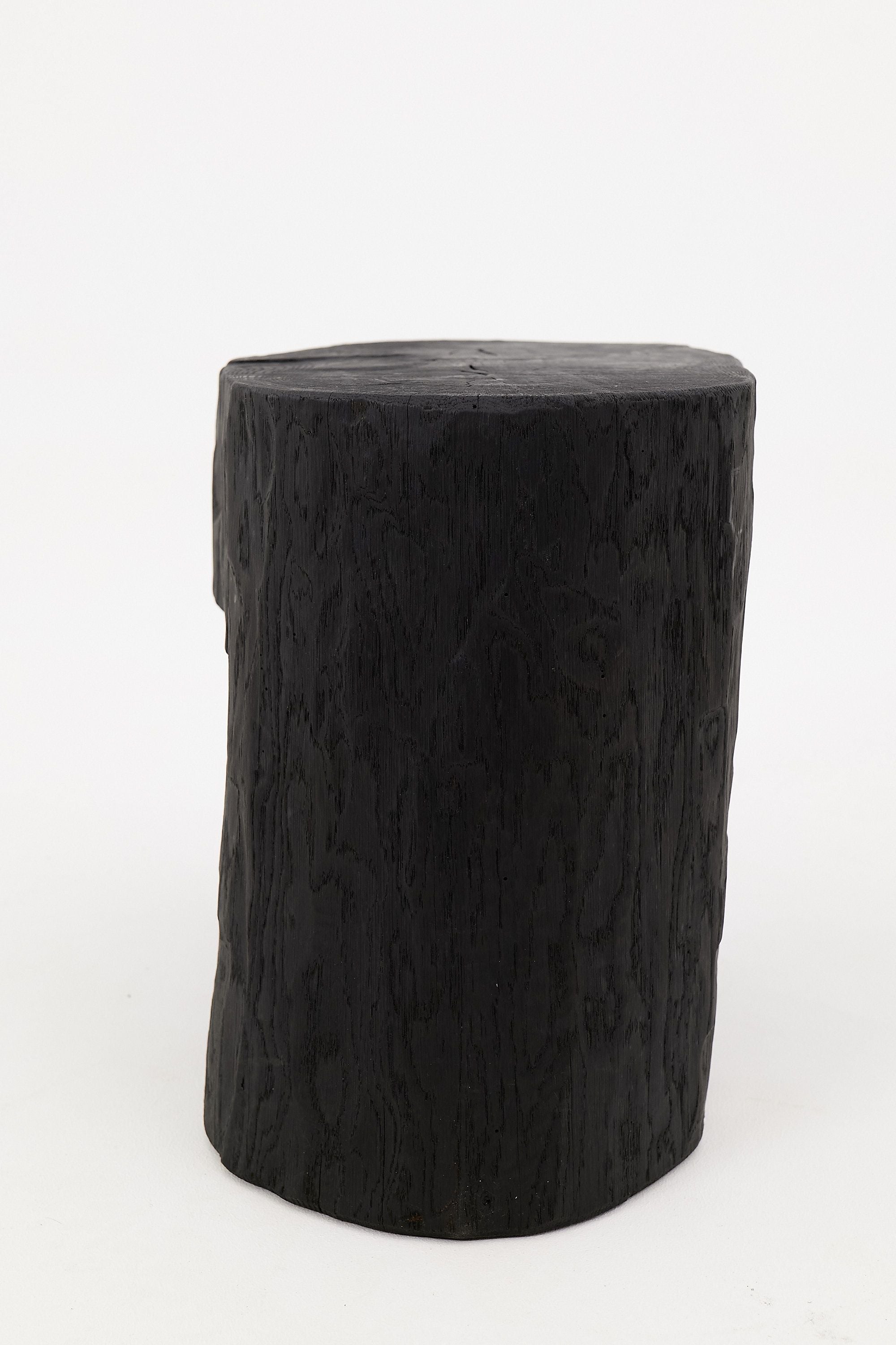 Rustic Sculptural Side Table, Burnt Black Wood, Carved, Unique, Logniture - image 13