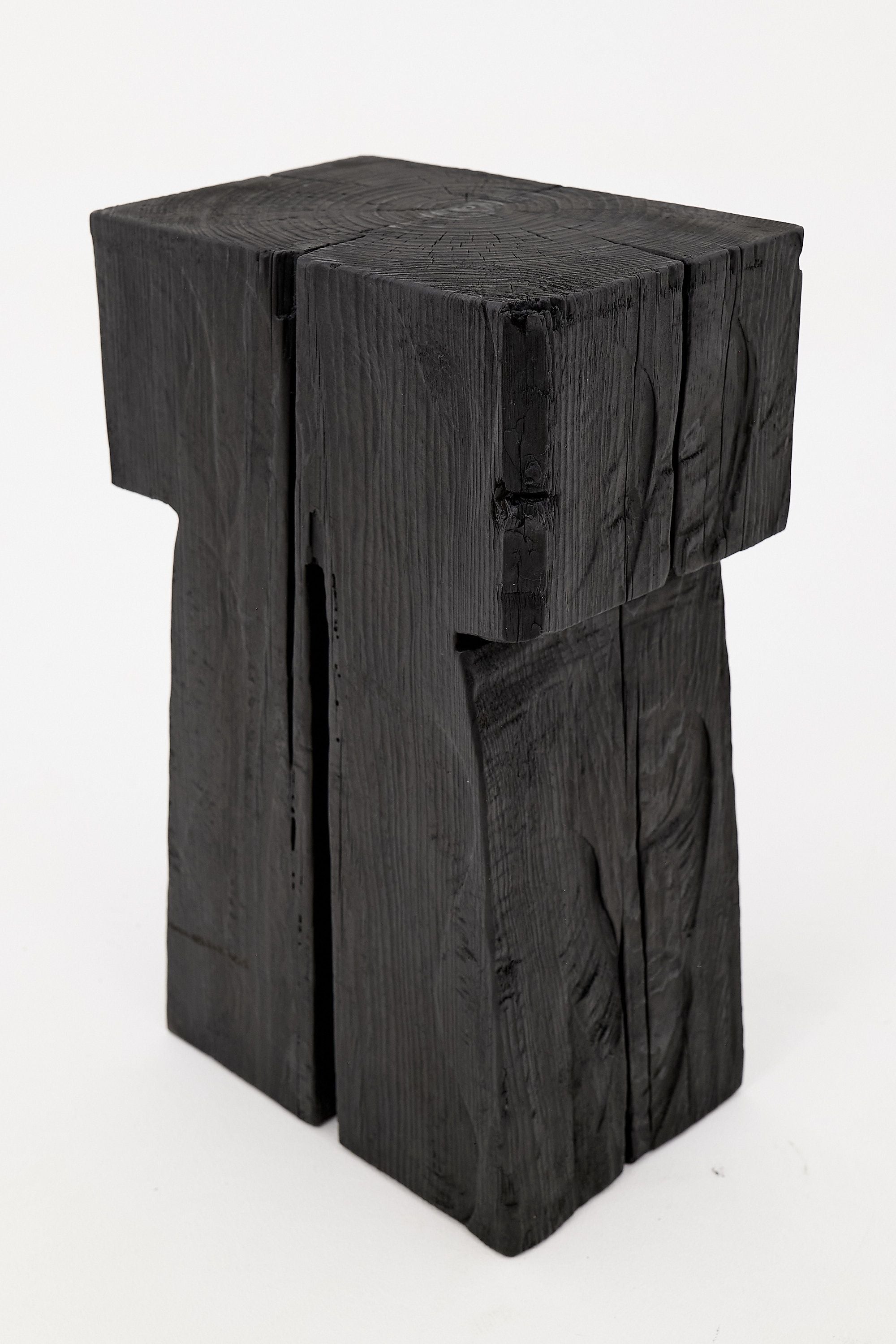 Sculptural Charred Wood Side Table in Solid Wood - image 6