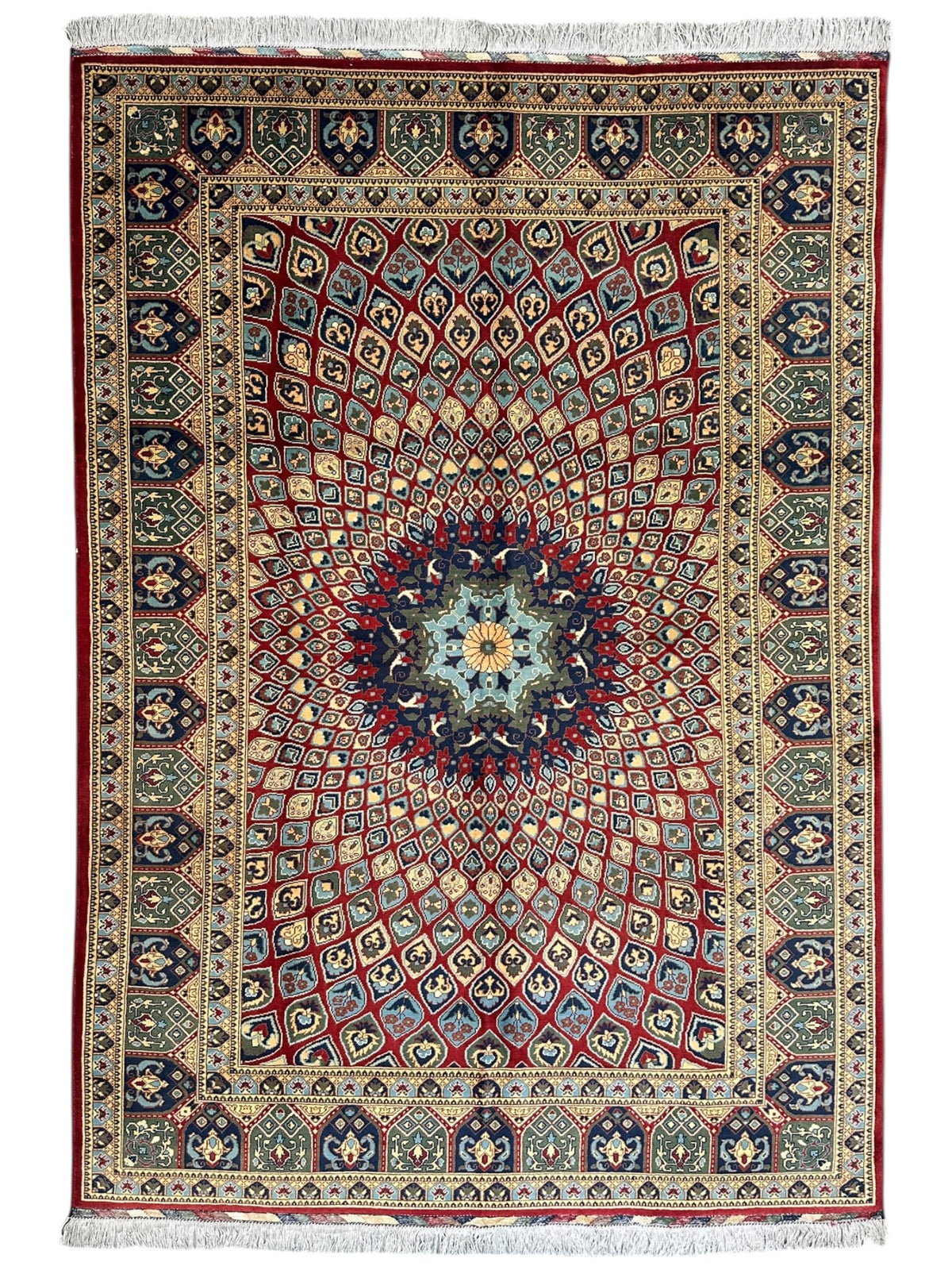 Afghan Rug 7x10 | Red, Beige & Light Blue | Hand-Knotted Wool - Rugistan