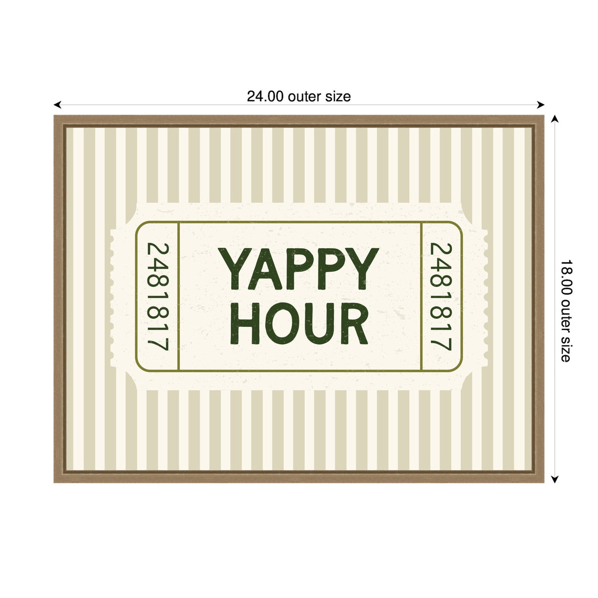Yappy Hour Ticket Sage Green Wall by Lucky Guava Framed Canvas Wall Art Print