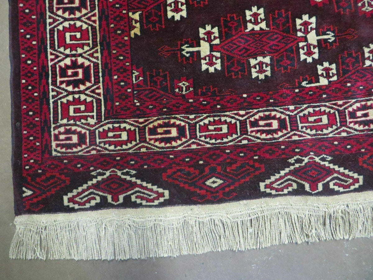 7' X 10' Antique Handmade Yamud Turkoman Wool Rug Excellent - Jewel Rugs, view 9