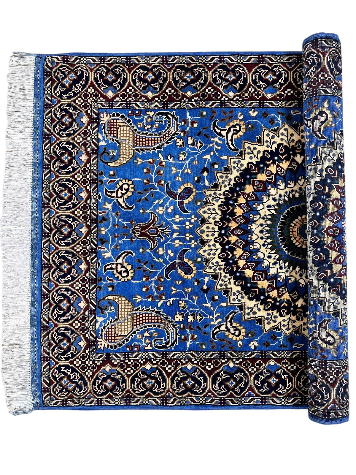 Afghan Rug 3x5 | Blue, Navy & Ivory | Hand-Knotted Wool - Rugistan, view 2
