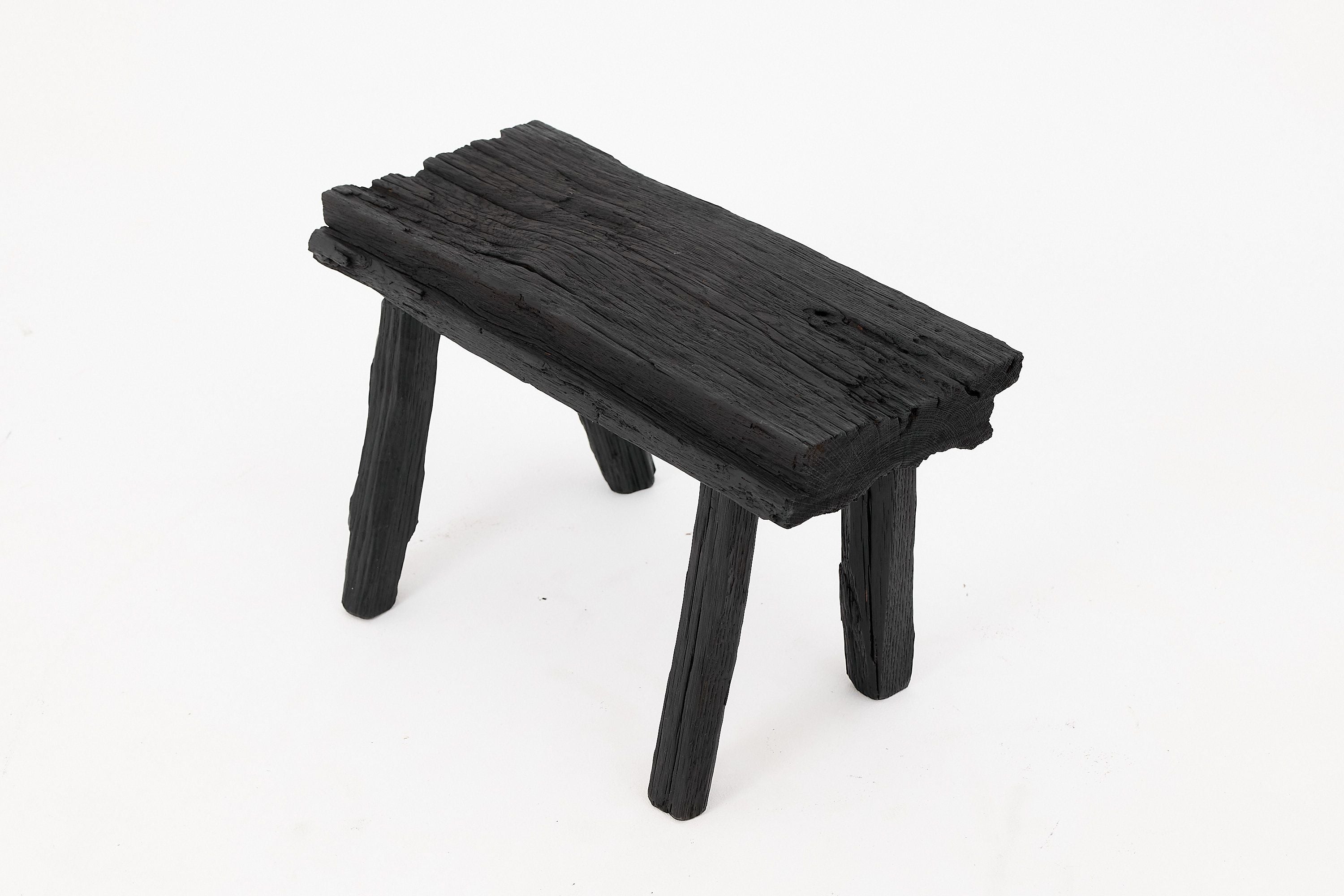 Rustic Blackened Wood stool with Raw Organic Form Indoor & Outdoor - image 5