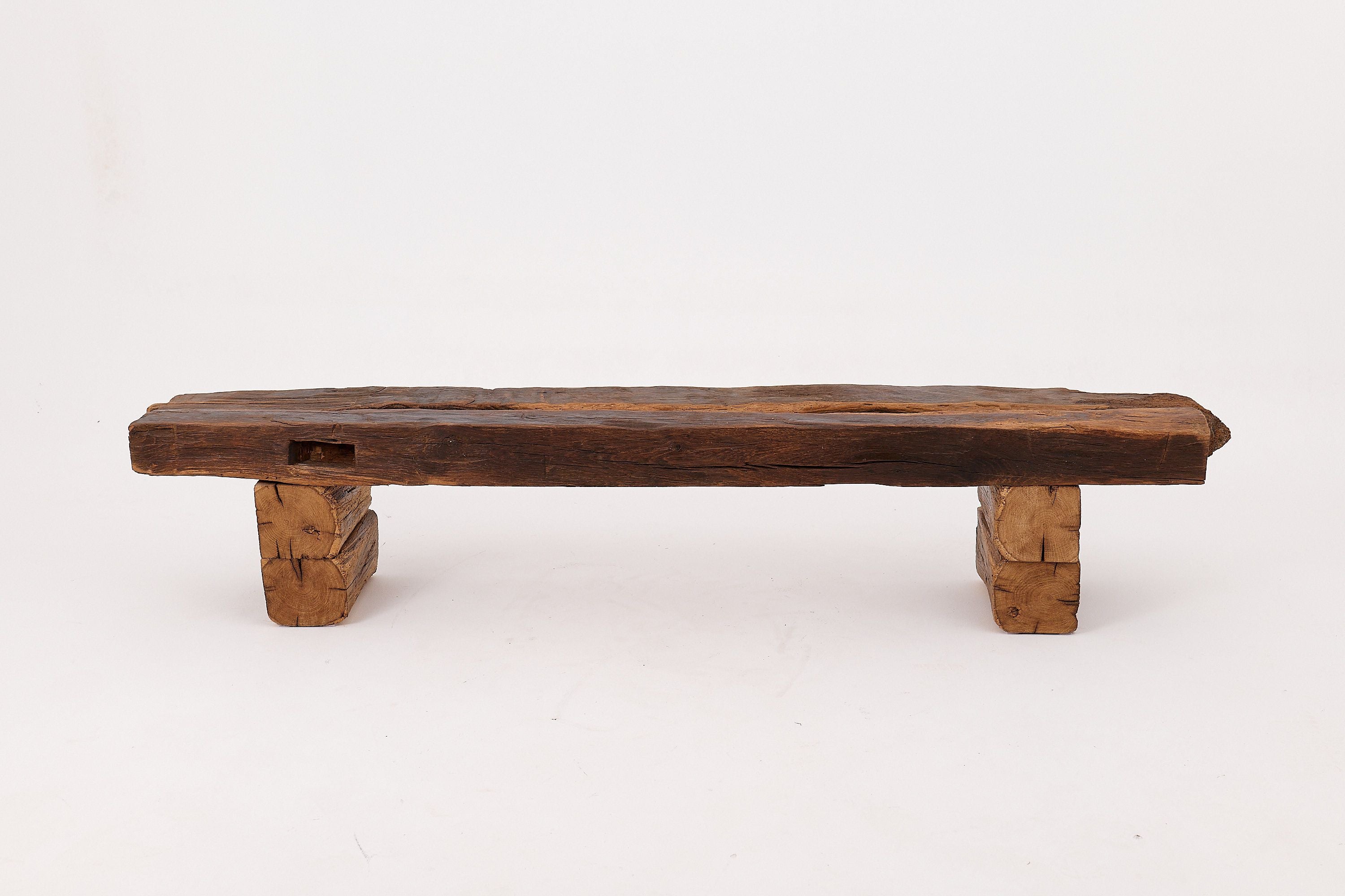 XXL Reclaimed Oak Wood Brutalist Bench, Natural and Eco Friendly - image 11