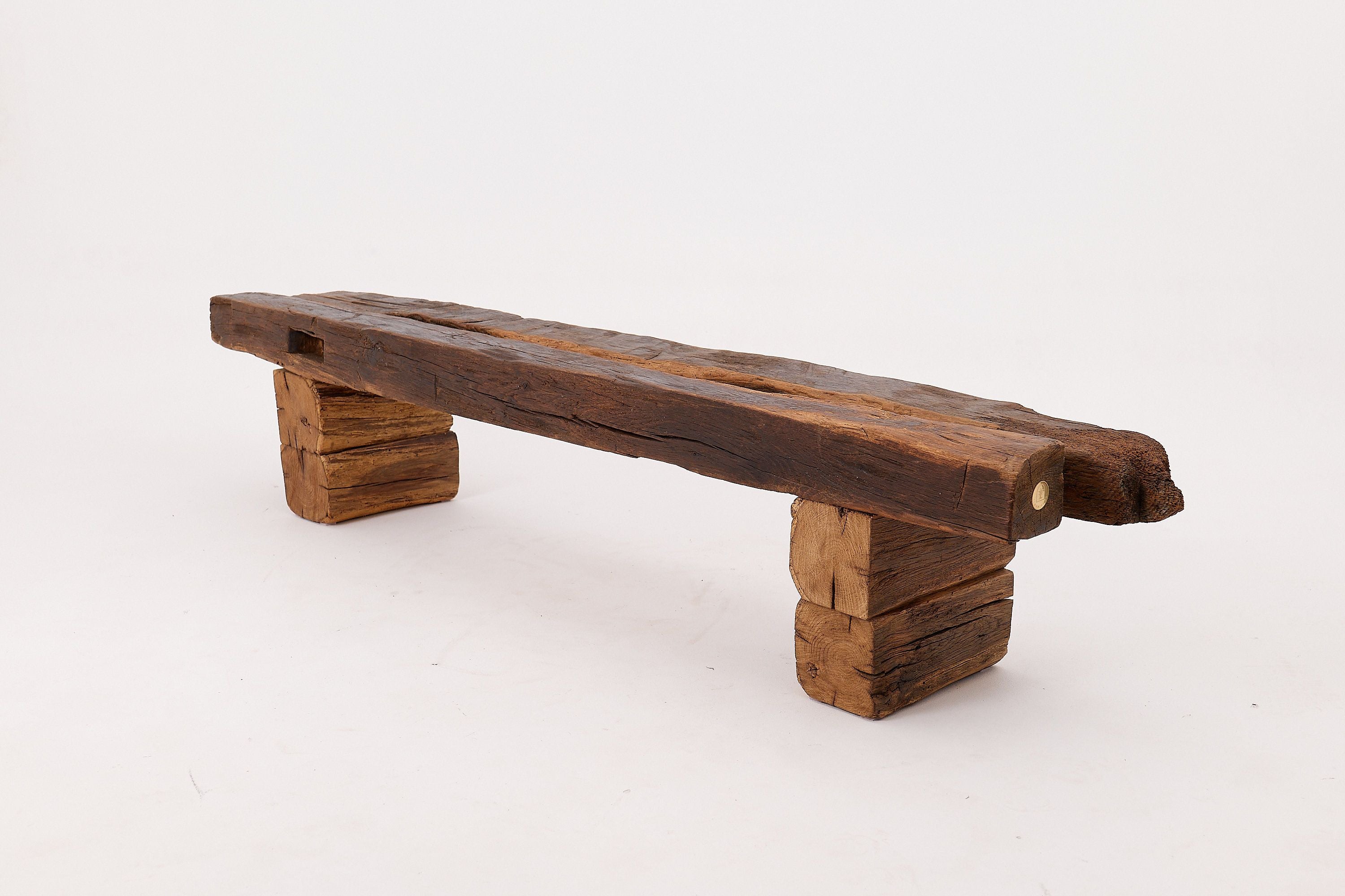 XXL Reclaimed Oak Wood Brutalist Bench, Natural and Eco Friendly - image 15