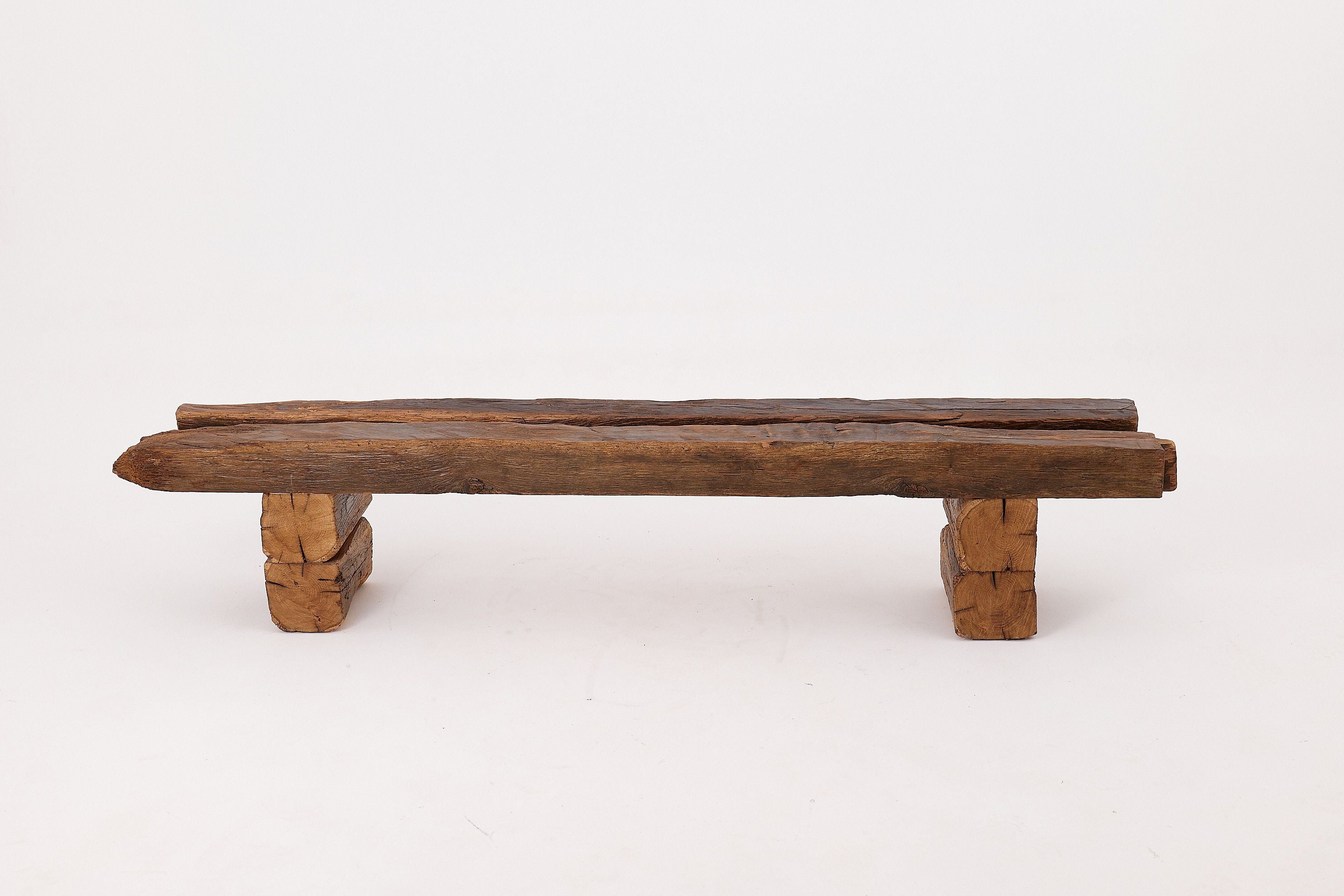 XXL Reclaimed Oak Wood Brutalist Bench, Natural and Eco Friendly - image 4