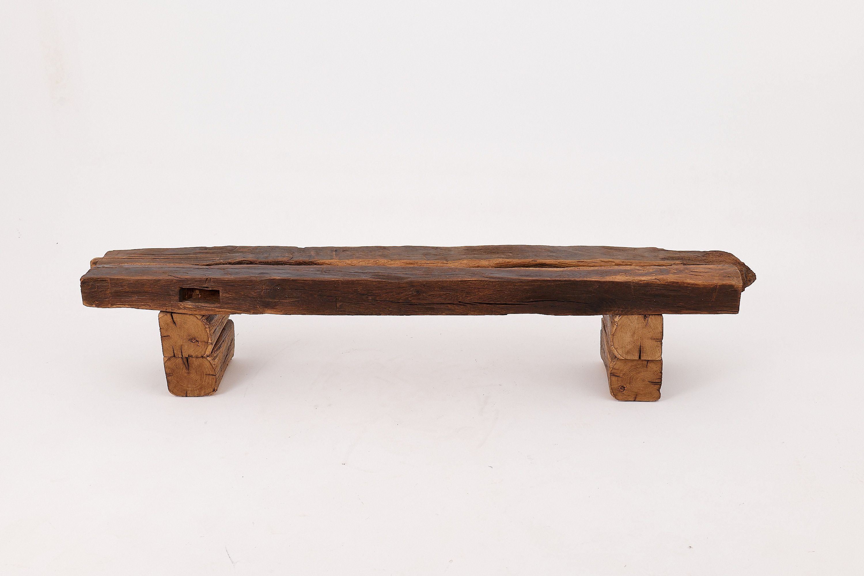 XXL Reclaimed Oak Wood Brutalist Bench, Natural and Eco Friendly - image 12