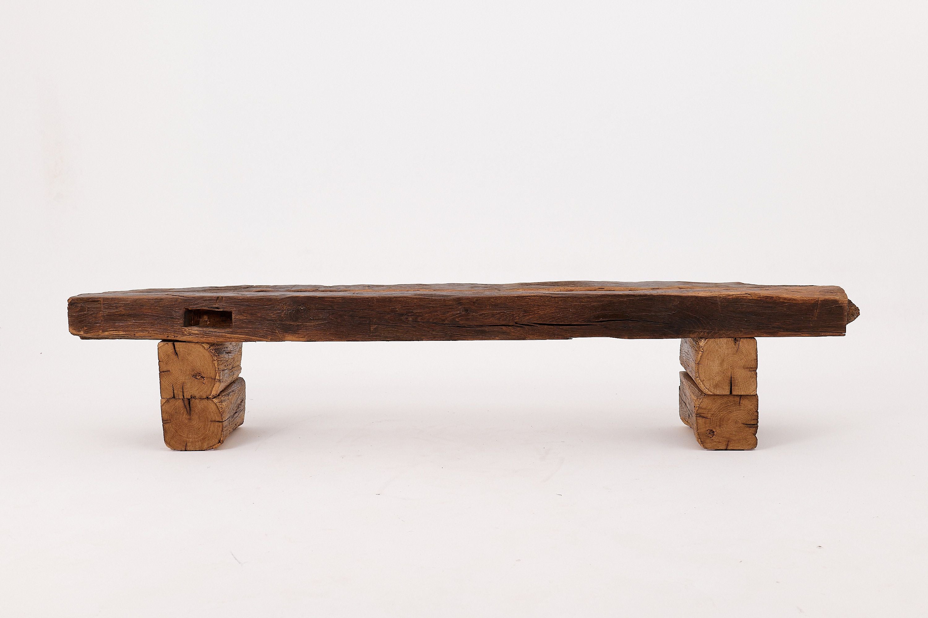 XXL Reclaimed Oak Wood Brutalist Bench, Natural and Eco Friendly - image 13