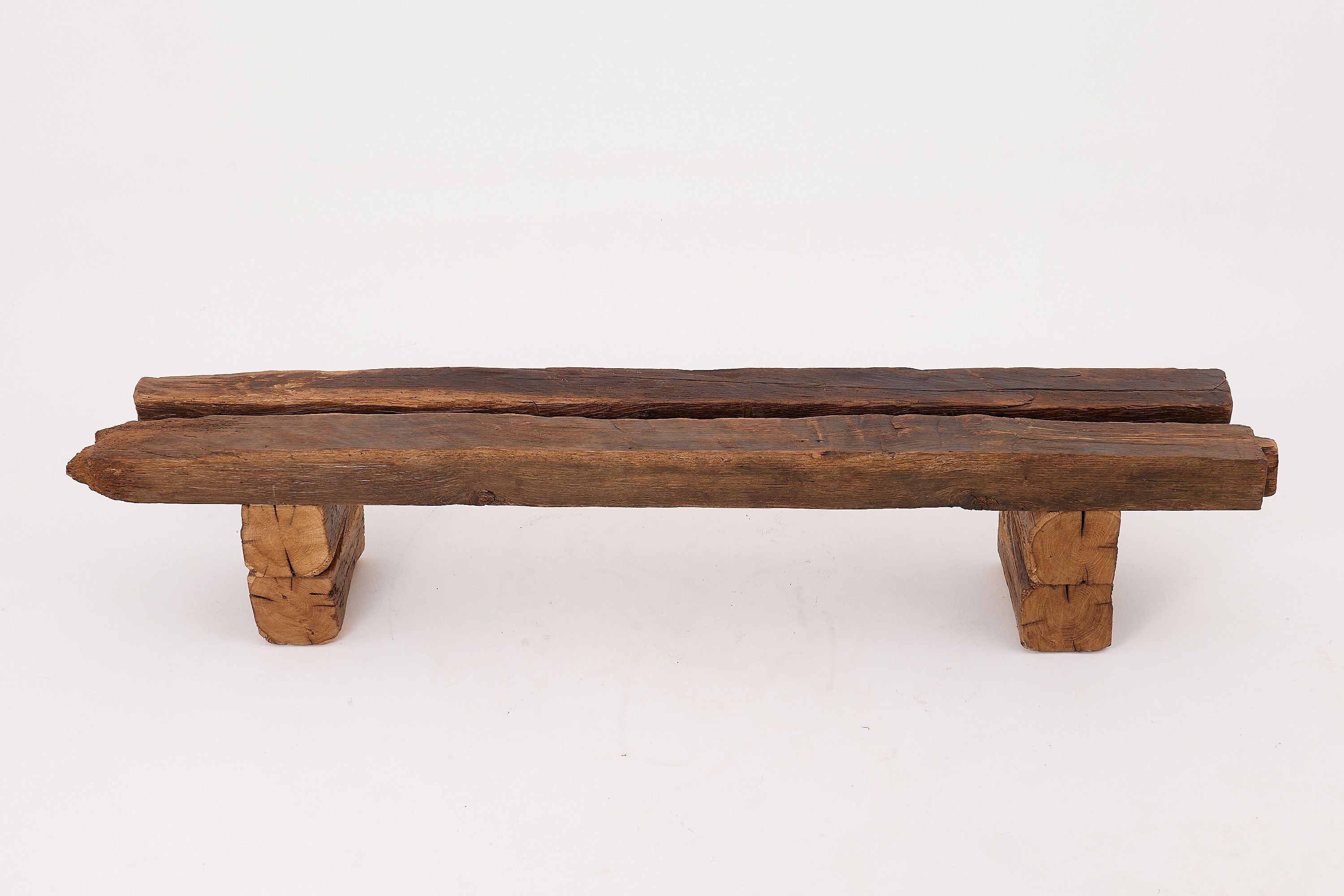 XXL Reclaimed Oak Wood Brutalist Bench, Natural and Eco Friendly - image 2