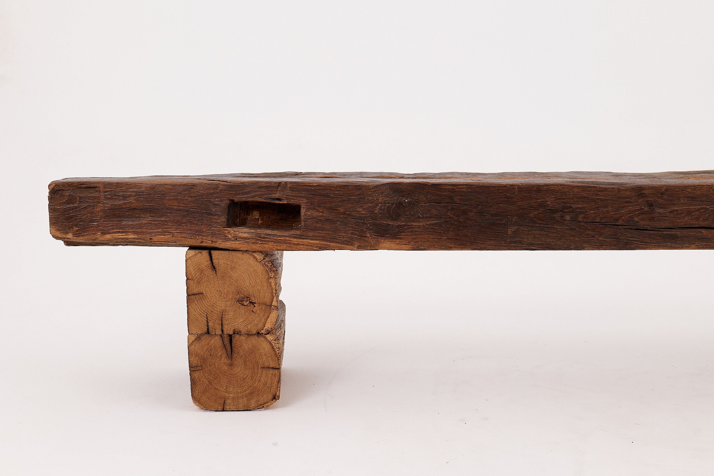 XXL Reclaimed Oak Wood Brutalist Bench, Natural and Eco Friendly - image 14