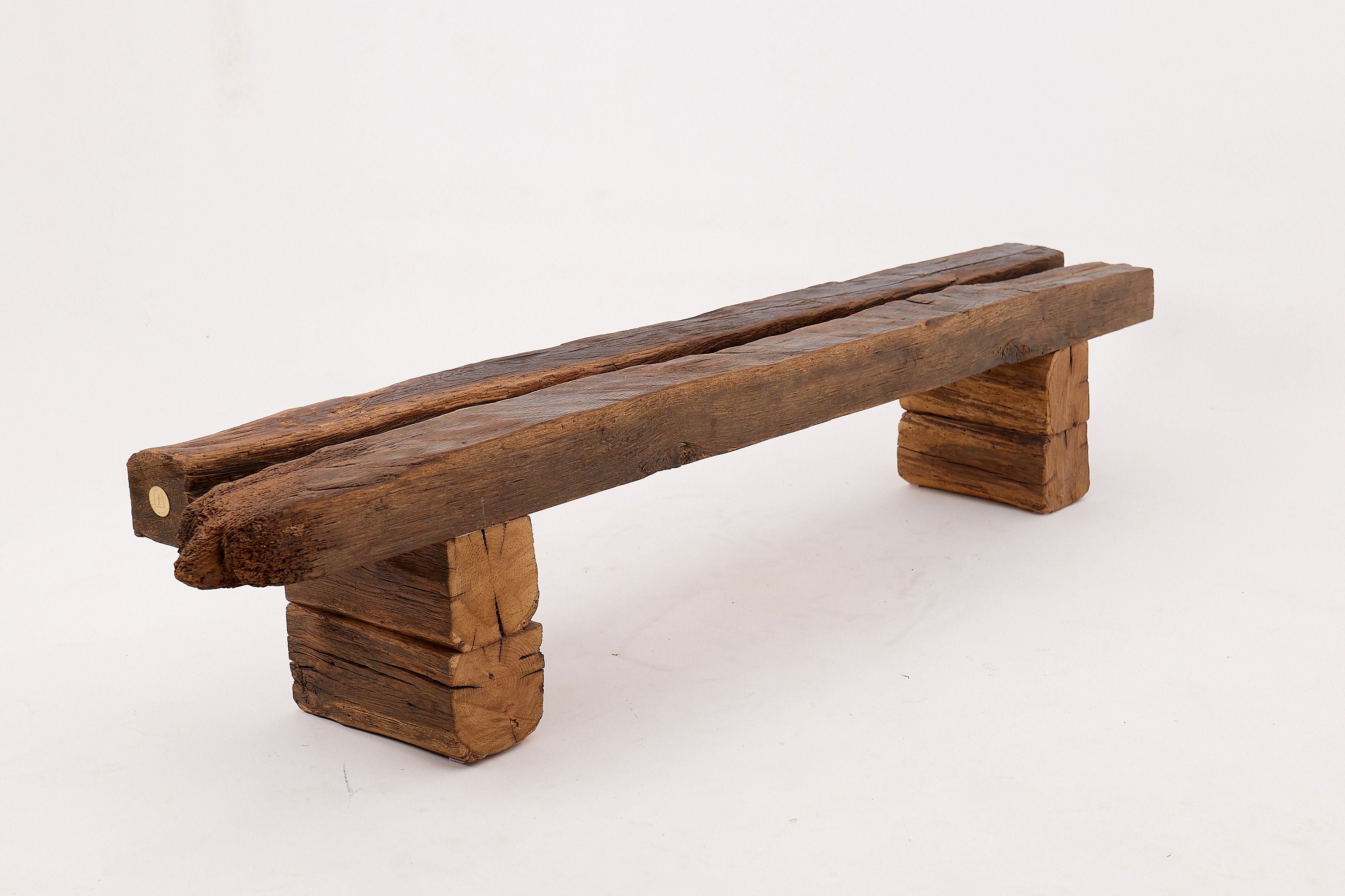 XXL Reclaimed Oak Wood Brutalist Bench, Natural and Eco Friendly - image 17