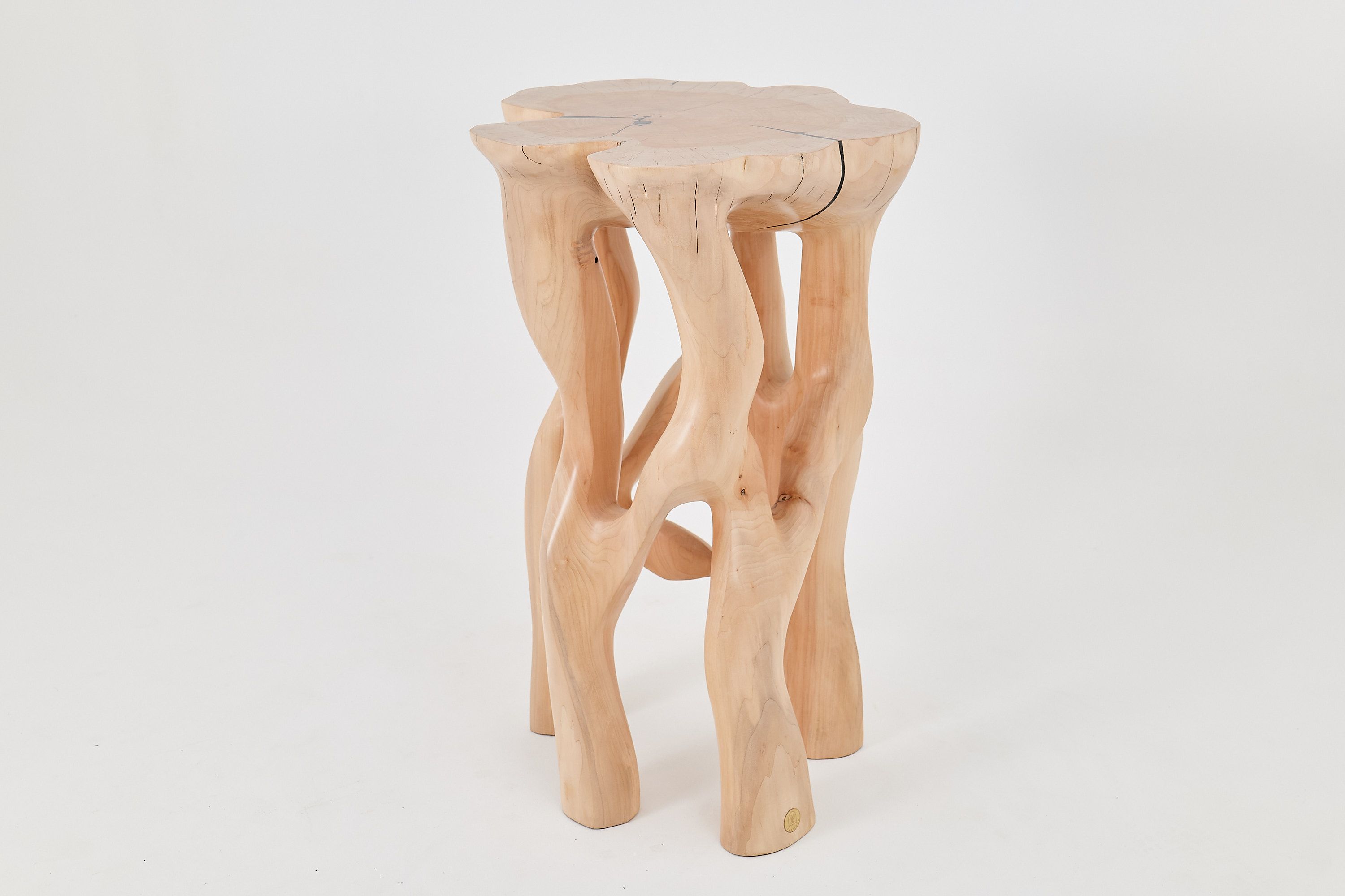Solid Wood Sculptural Side Table, Original Contemporary Design - image 15