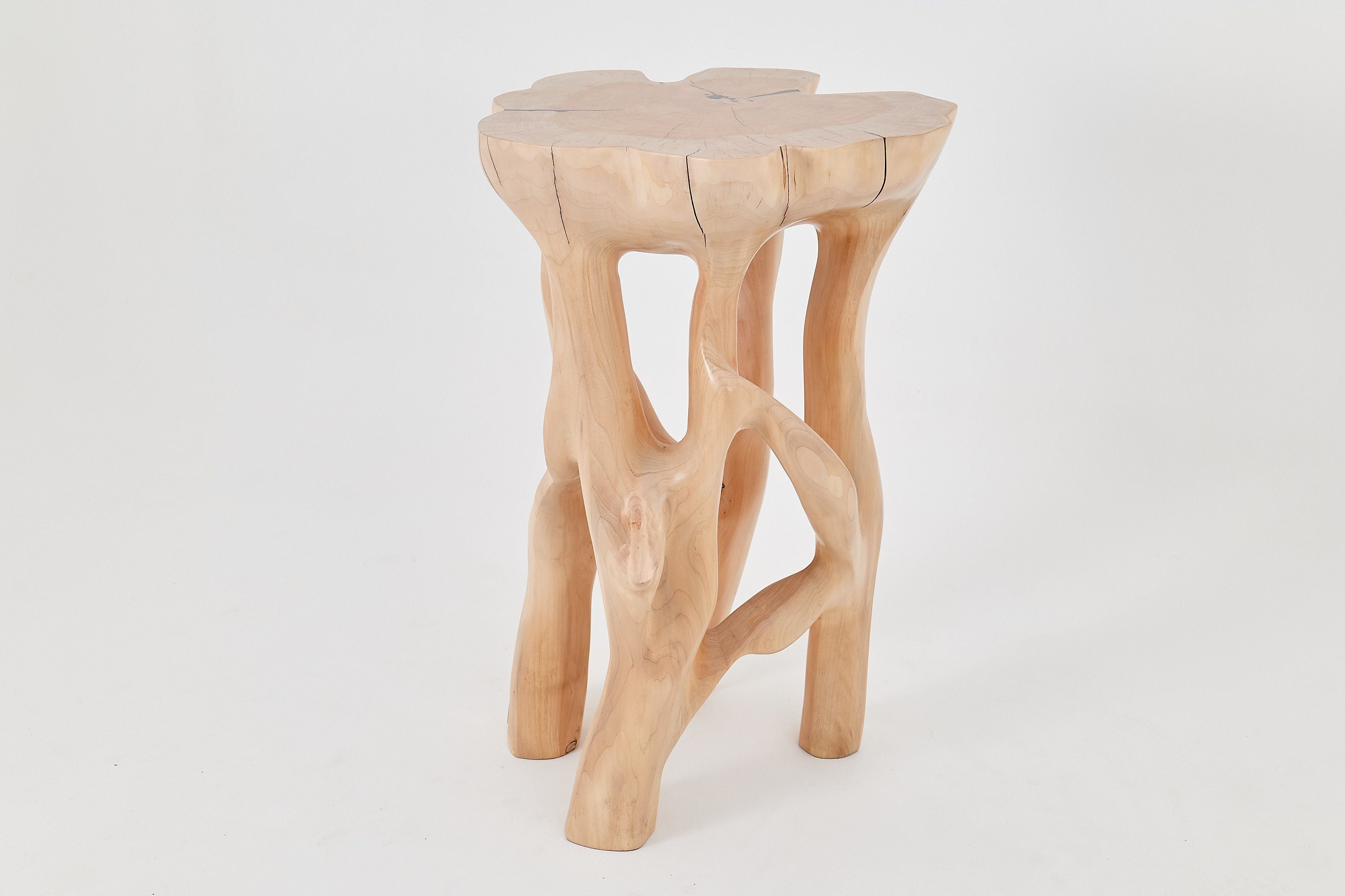 Solid Wood Sculptural Side Table, Original Contemporary Design - image 4