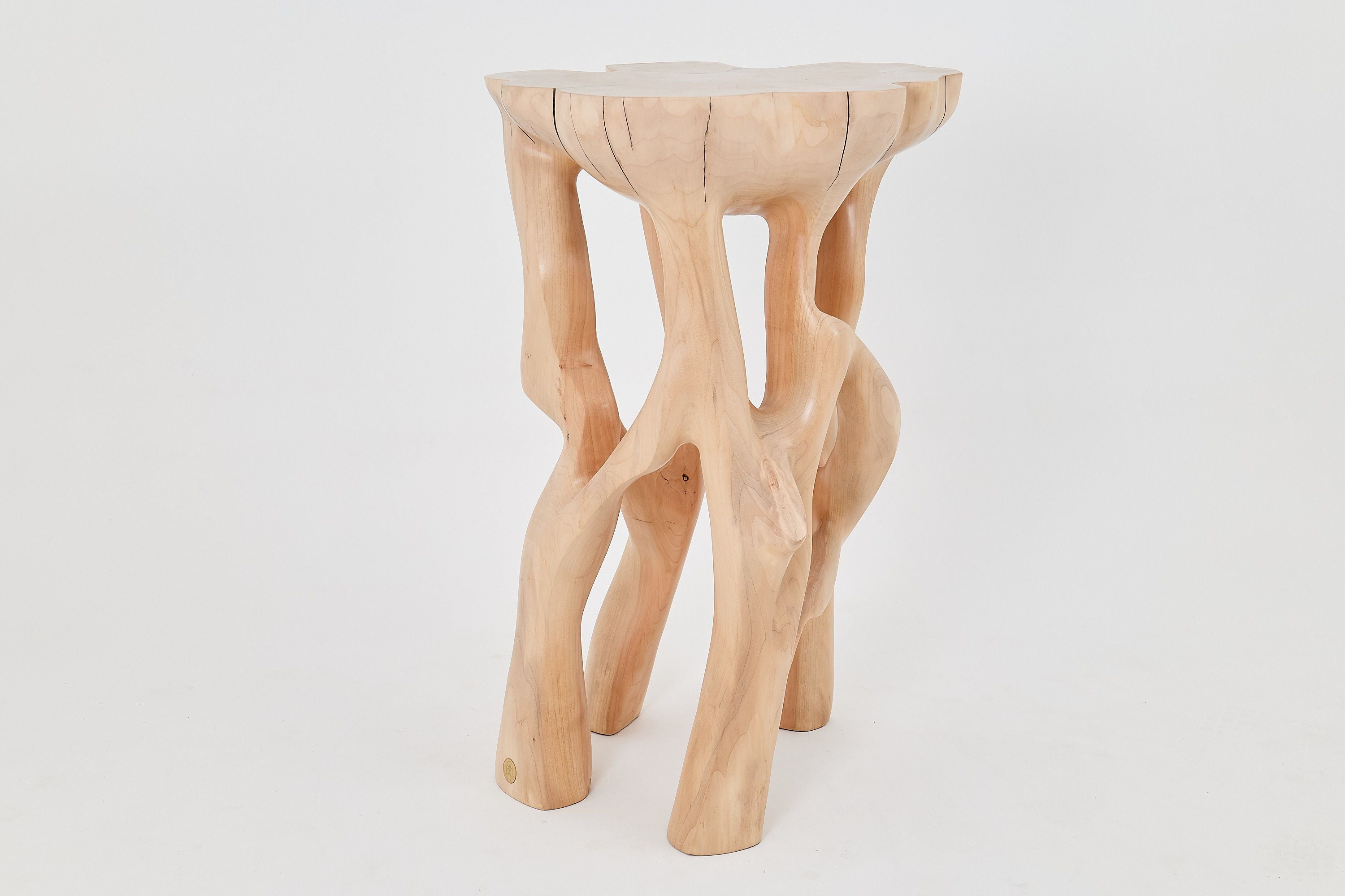 Solid Wood Sculptural Side Table, Original Contemporary Design - image 3