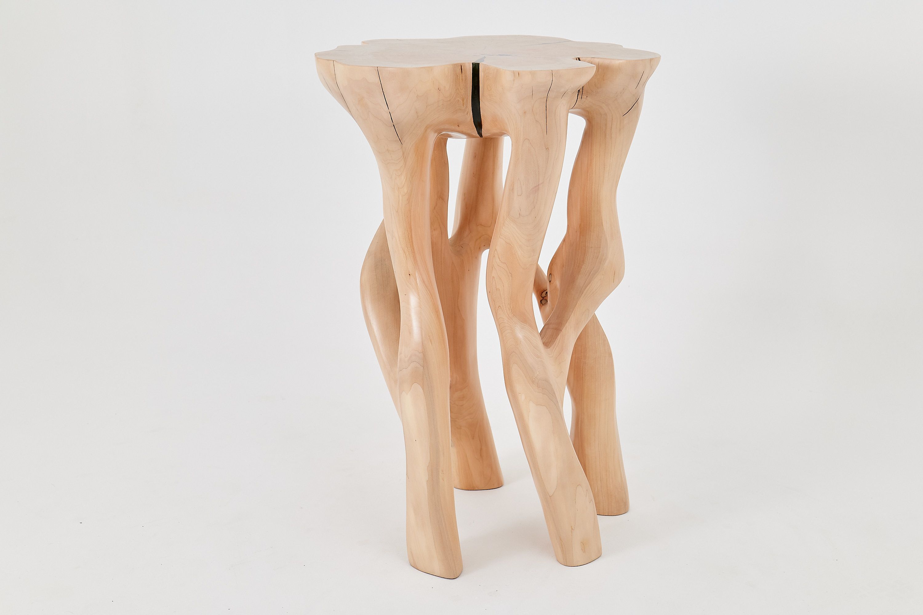 Solid Wood Sculptural Side Table, Original Contemporary Design - image 9