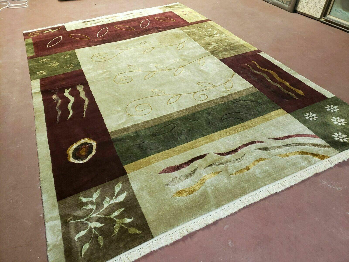 6' X 9' Modern Handmade Tibetan Nepal Wool & Silk Rug Decorative Abstract Gold - Jewel Rugs, view 2