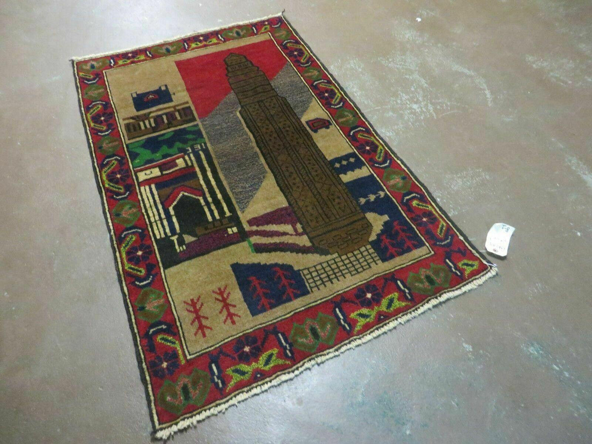 3' X 4' New Vintage Handmade Afghan Balouch Tribal Wool Pictorial Rug # 281 - Jewel Rugs, view 3