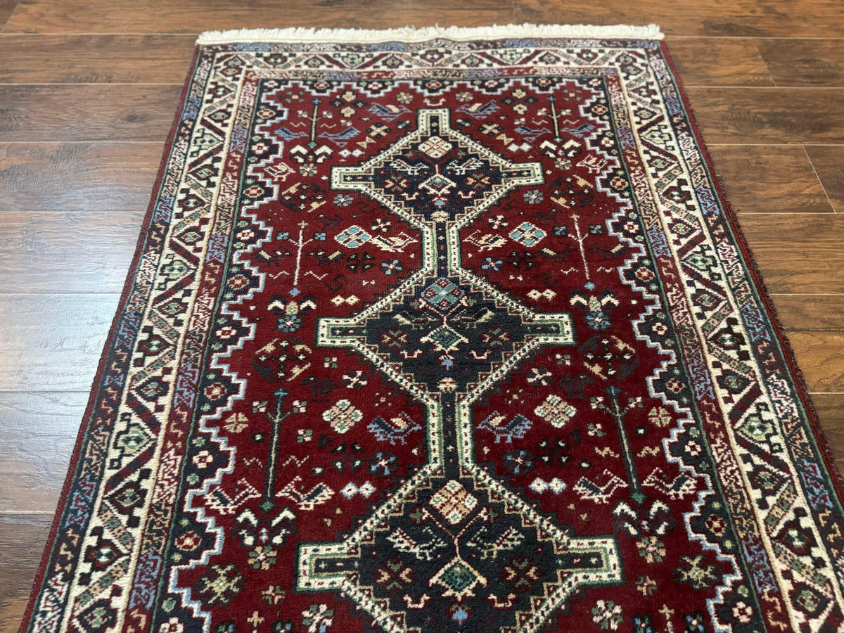 Persian Afshar Rug 4x5 Red Navy Geometric Tribal Wool Carpet - Jewel Rugs, view 13