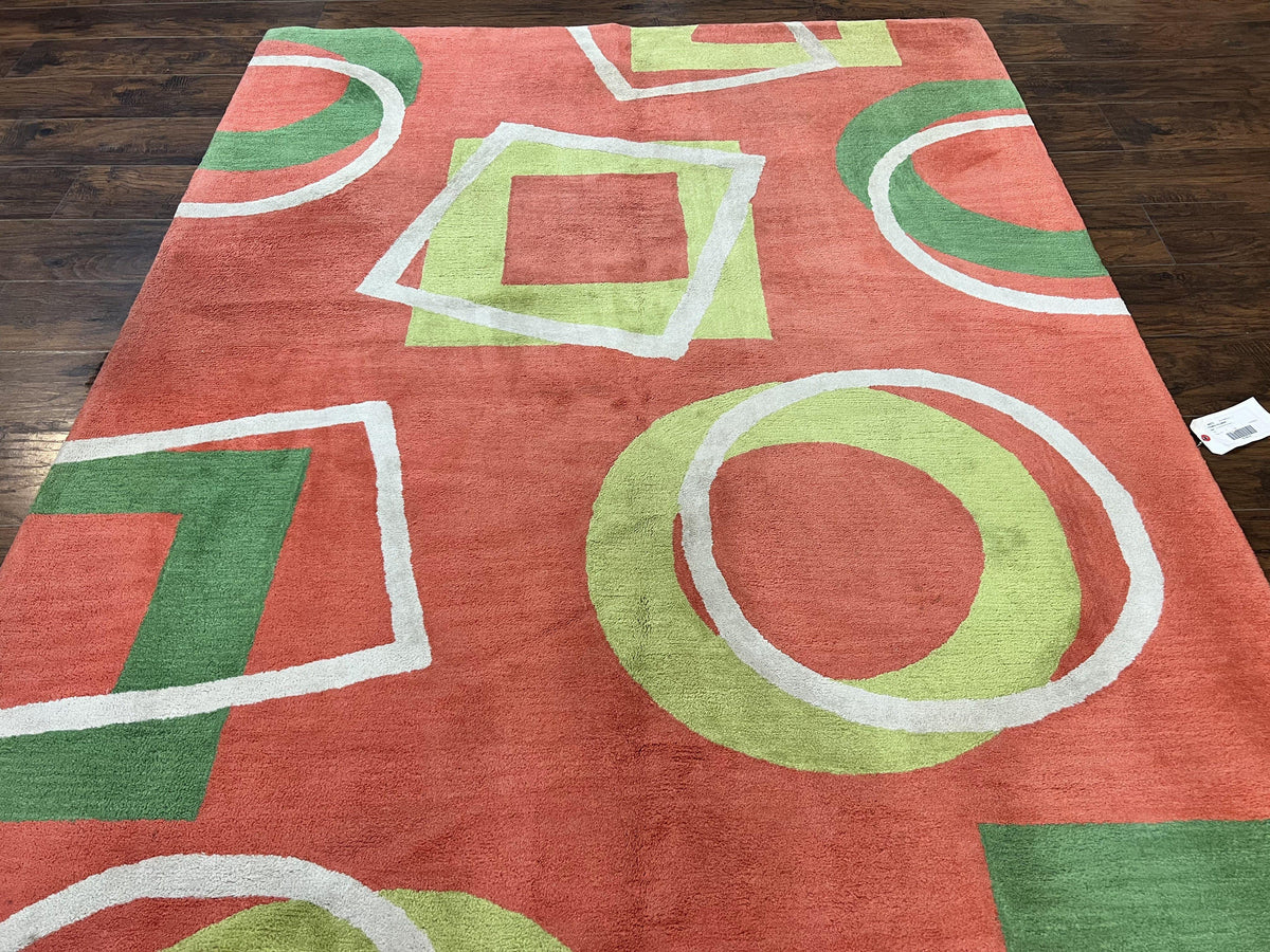 Abstract Rug 6x9, Modern Contemporary Rug, Red-Orange Green - Jewel Rugs, view 5