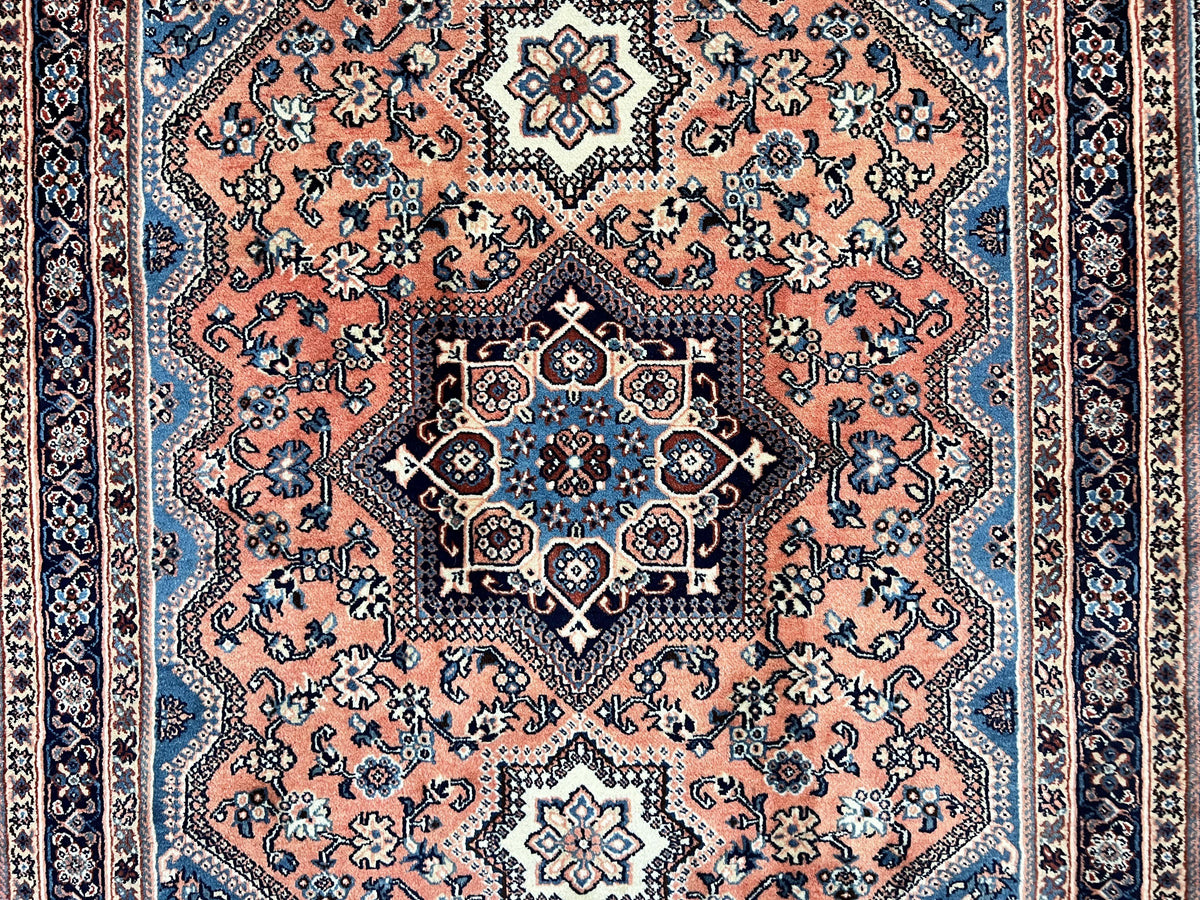 Persian Shiraz Rug 3x5, Geometric Tribal Rug, Wool Hand Knotted Vintage Carpet, Light Red & Blue, Signed by Masterweaver - Jewel Rugs, view 5