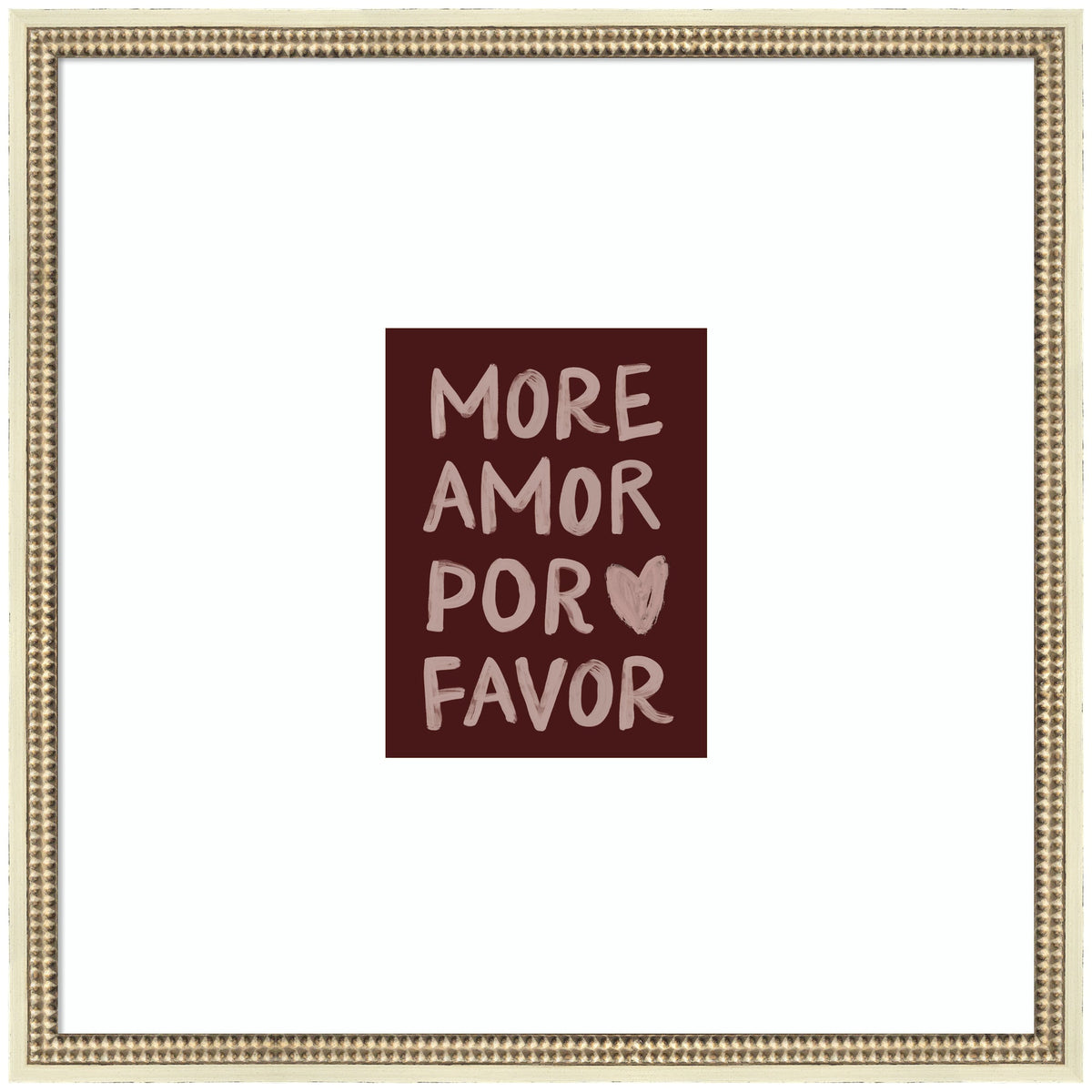More Amor Por Favor Hand Painted Typography Maroon by Lucky Guava Framed Wall Art Print