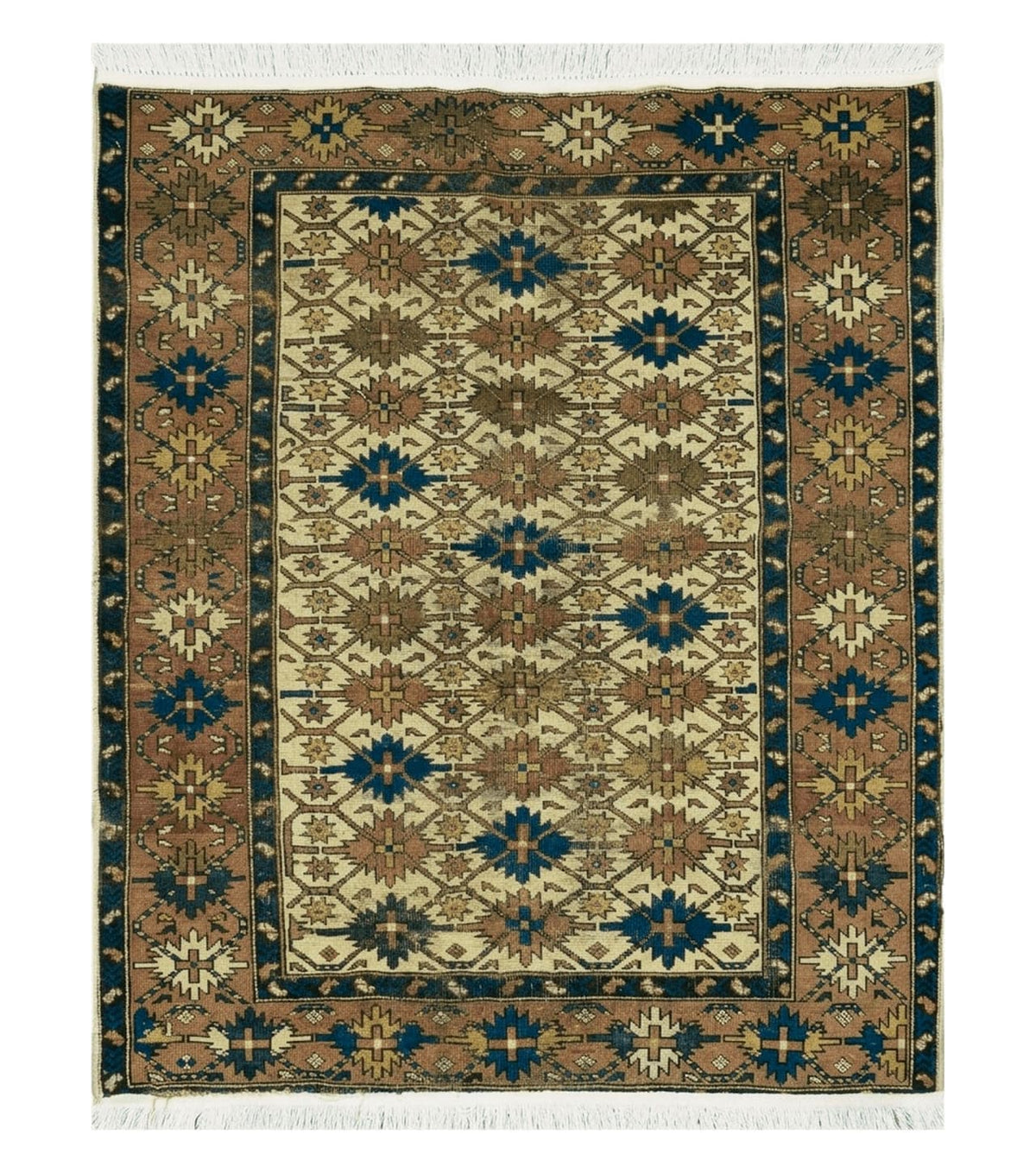 4' X 5' Antique Handmade Caucasian Kazak Shirvan Wool Rug Snow Flakes - Jewel Rugs