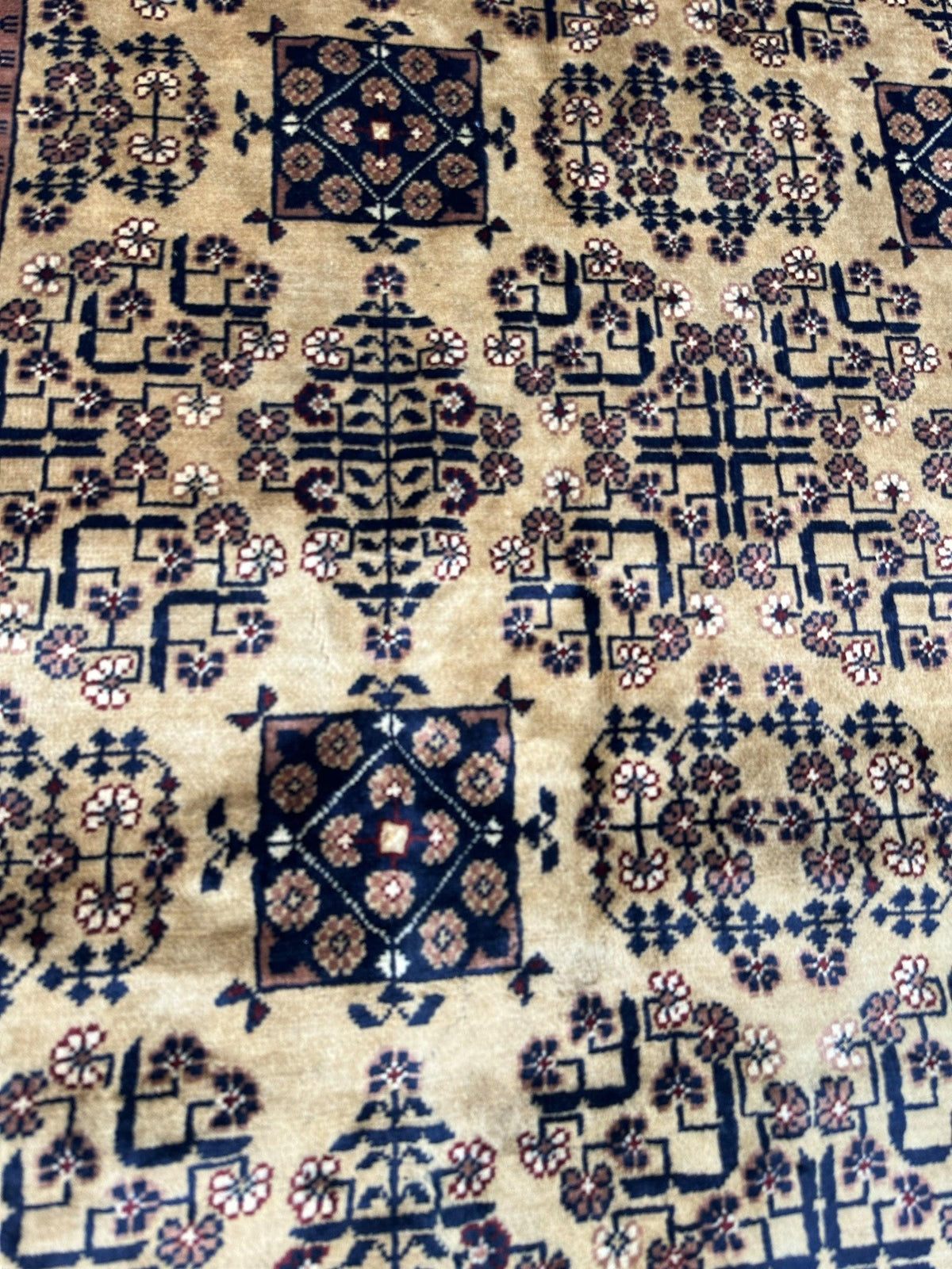 Afghan Turkmen Rug 8x12 | Gold, Navy & Ivory | Hand-Knotted Wool - Rugistan, view 4
