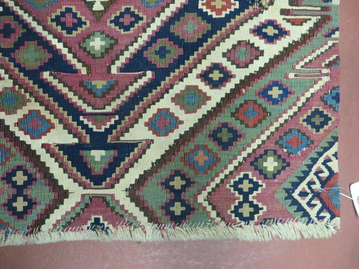 2' 1" X 4' 4" Antique Handmade Bagface Kilim Shirvan Caucasian Wool Rug Nice - Jewel Rugs, view 9