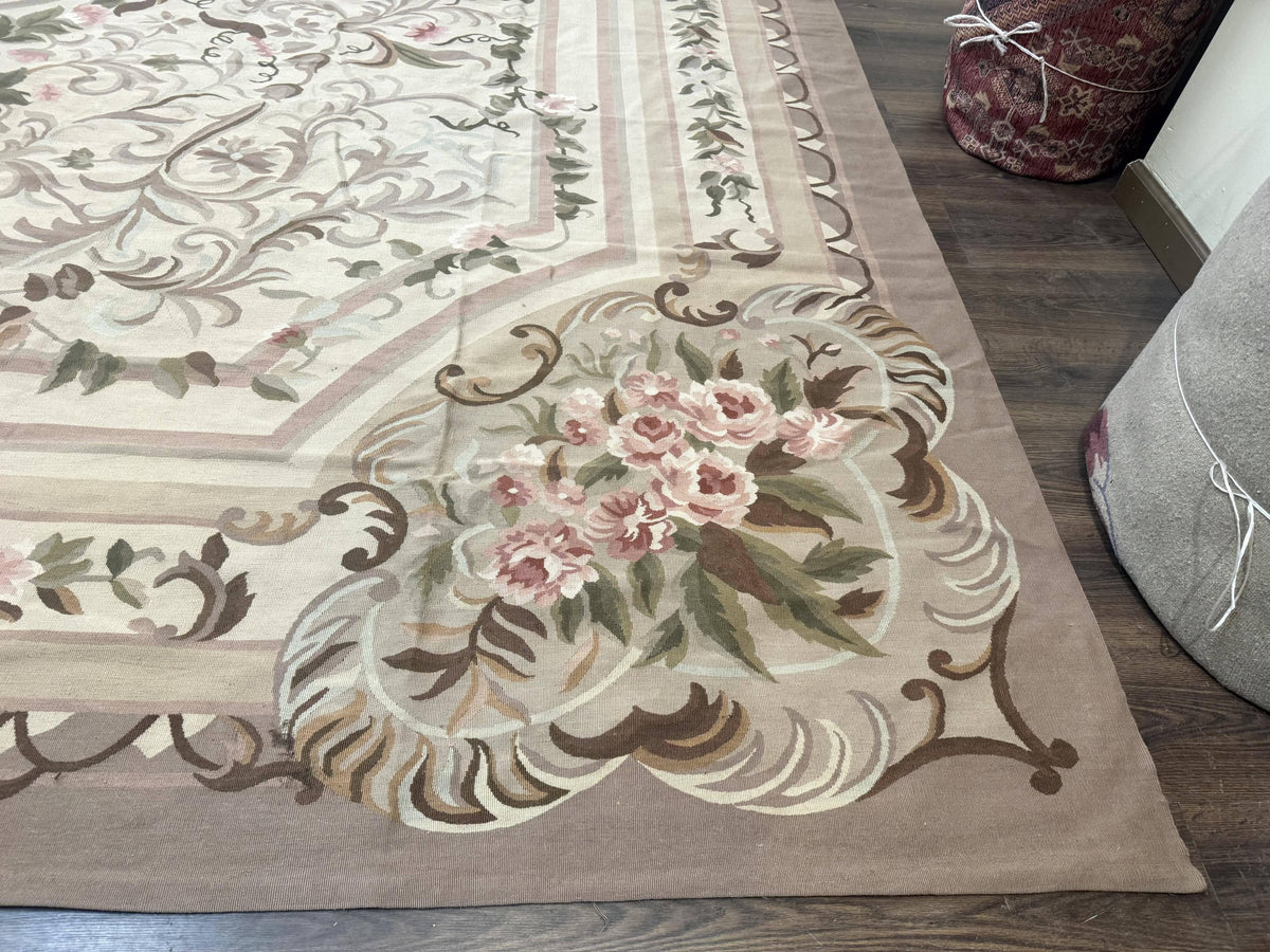 Palace Sized Aubusson Rug 13 x 20, Flatweave Aubusson Weave, Oversized Rug, European French Elegant Design - Jewel Rugs, view 10