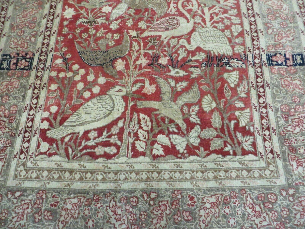 4' X 6' Antique Handmade Turkish Tree Of Life Oriental Wool Rug Birds Red - Jewel Rugs, view 12