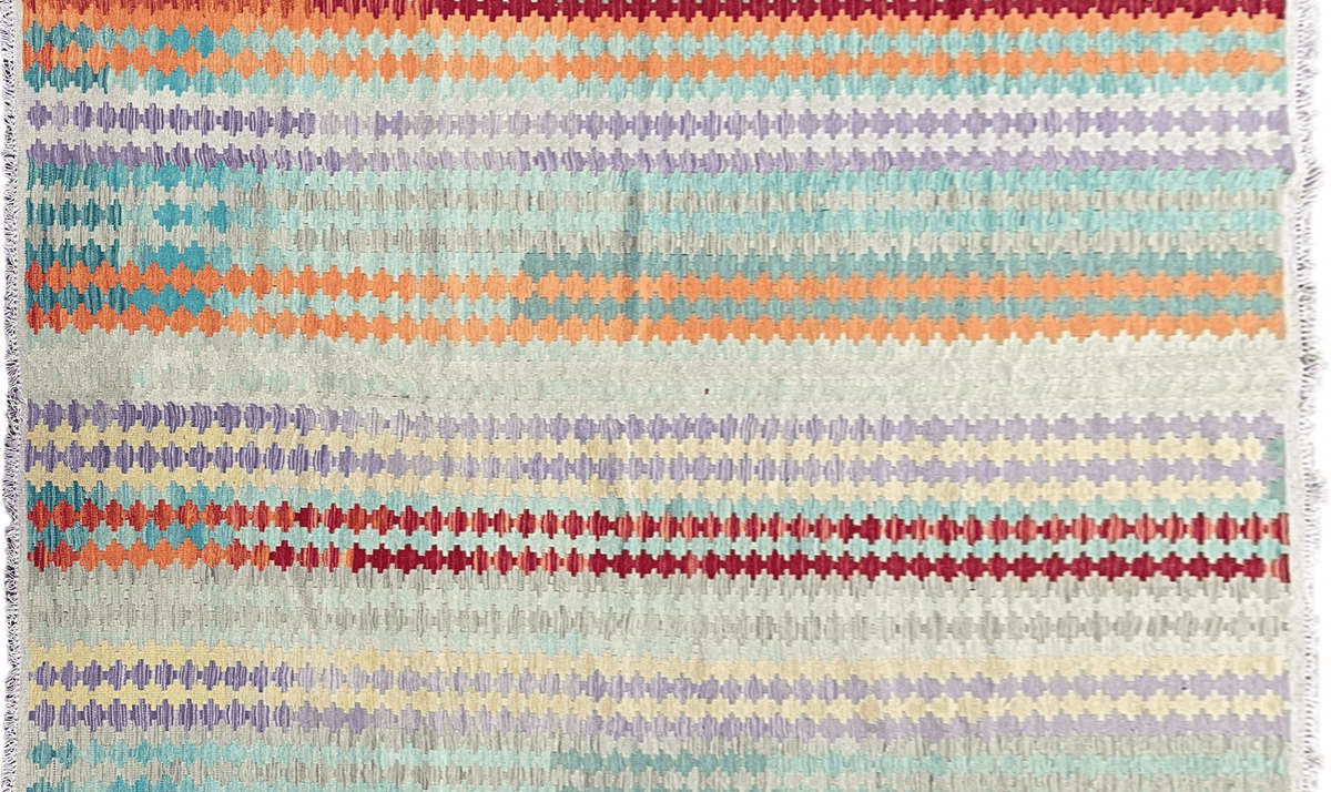Colorful Kilim Rug 6x8 Multicolor Turkish Kilim Rug 6 x 8 Flat Weave Kilim Playful Anatolian Kilim Wool Kilim New Rug - Jewel Rugs, view 2