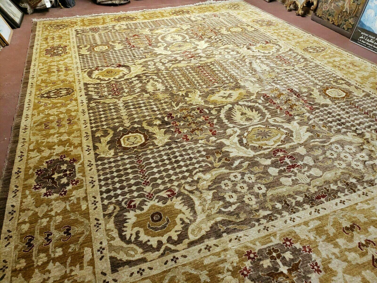 10' X 14' Handmade Pak Peshavar Chobi Agra Wool Carpet Coffee Brown Gold - Jewel Rugs, view 2
