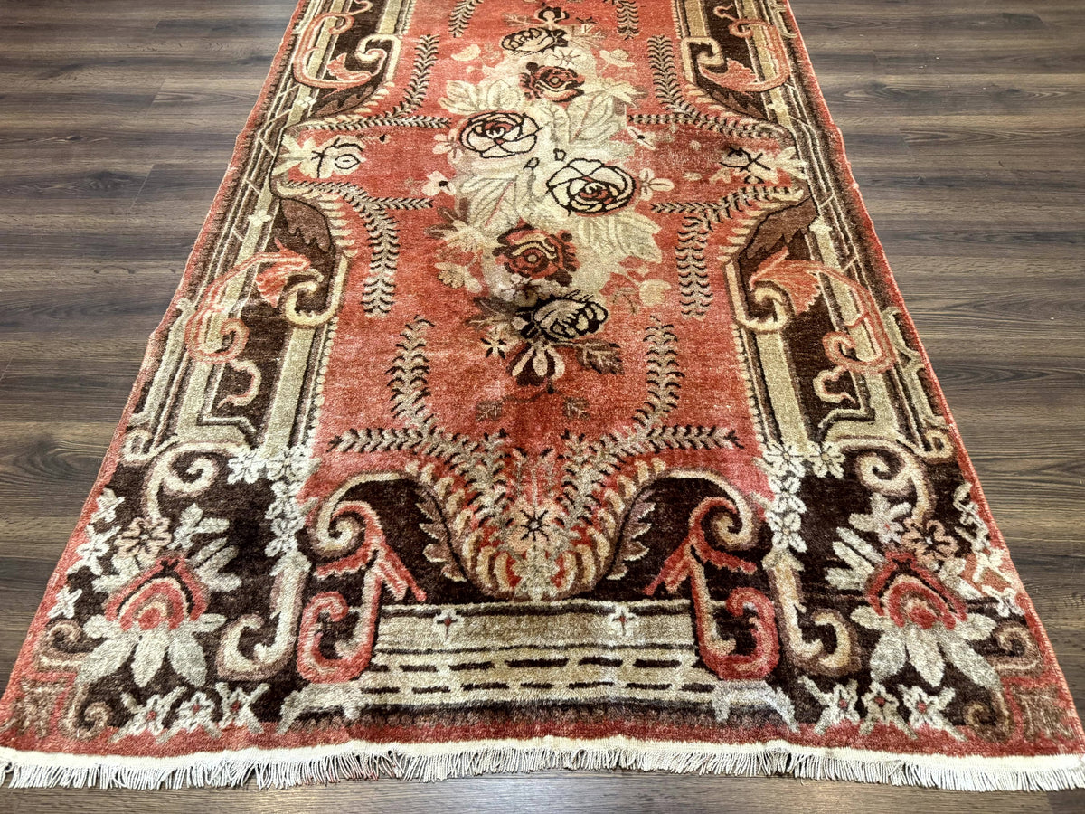 Khotan Rug 5x9, Terracotta and Brown, Floral, Chinese Wool Carpet, Antique Rug - Jewel Rugs, view 6