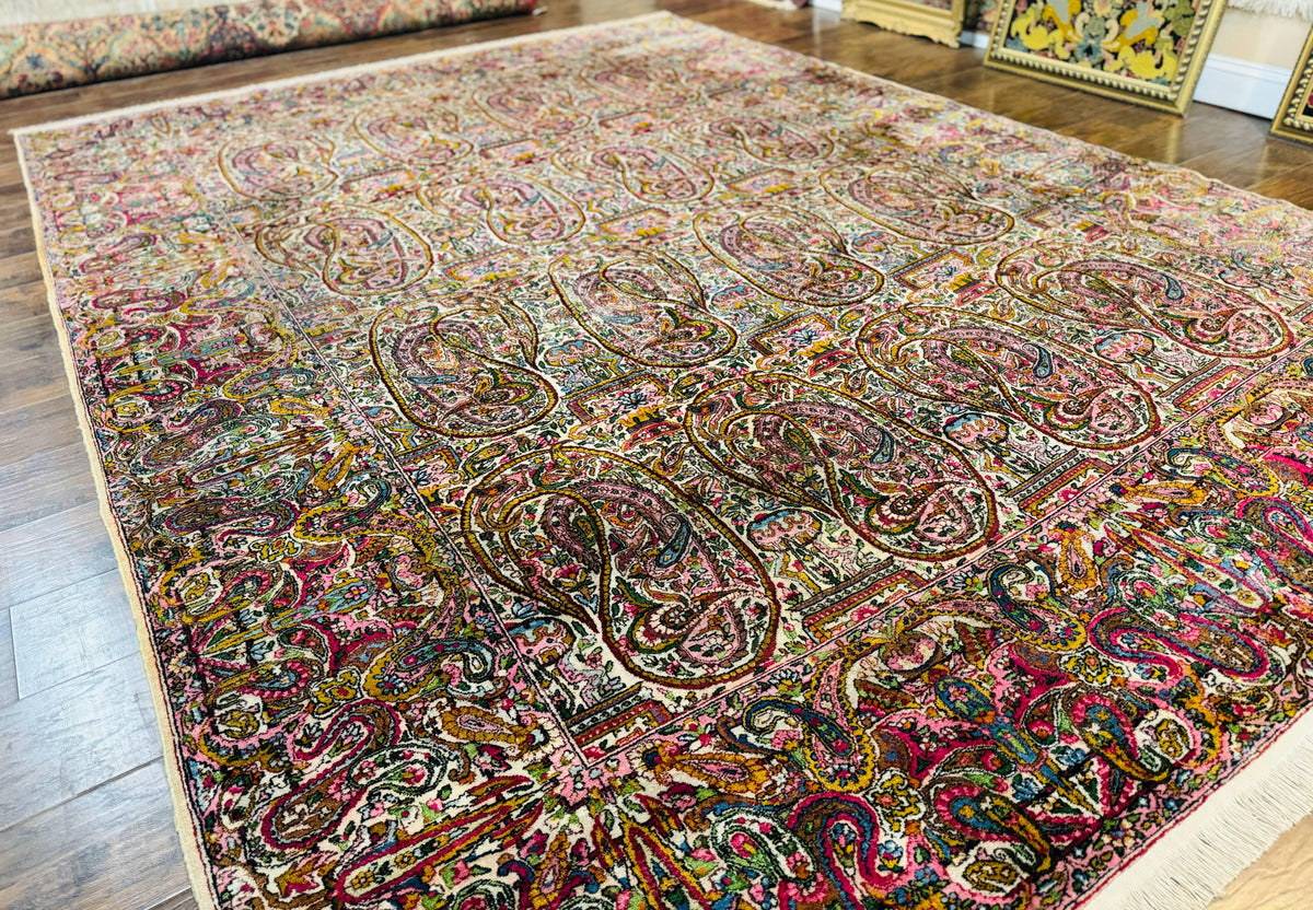 Rare Antique Persian Kerman Lavar Rug 9x12, Boteh Paisley Design - Jewel Rugs, view 3