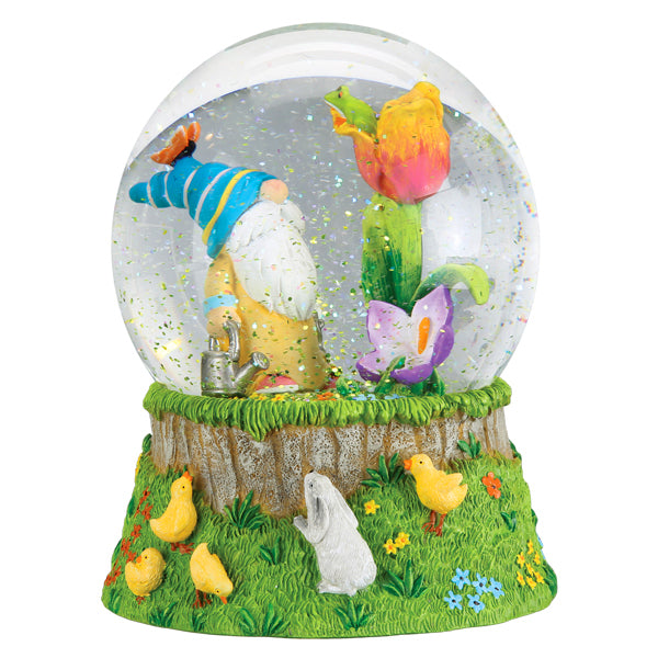 Spring Garden Gnome Snow Globe