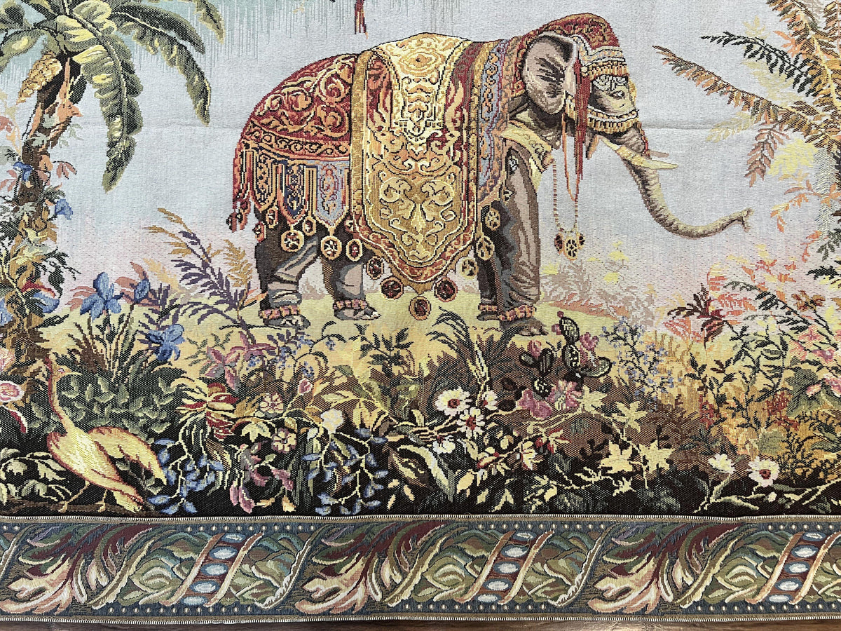 Vintage Tapestry 4 x 5.6, Adorned Elephant Pictorial - Jewel Rugs, view 5