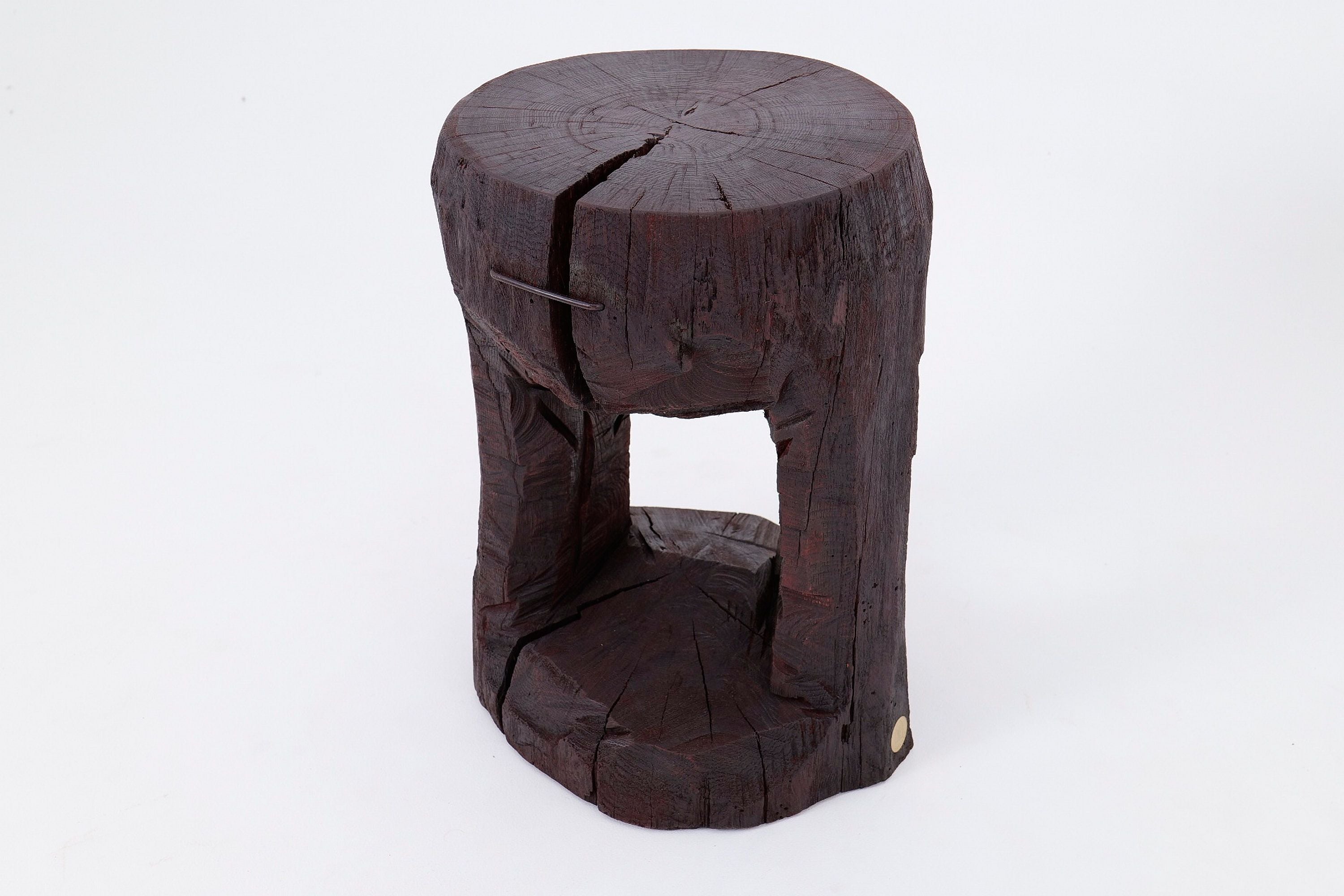 Sculptural Hardwood Side Table, Coffee Table, Red Stain, Hand-Carved, - image 5
