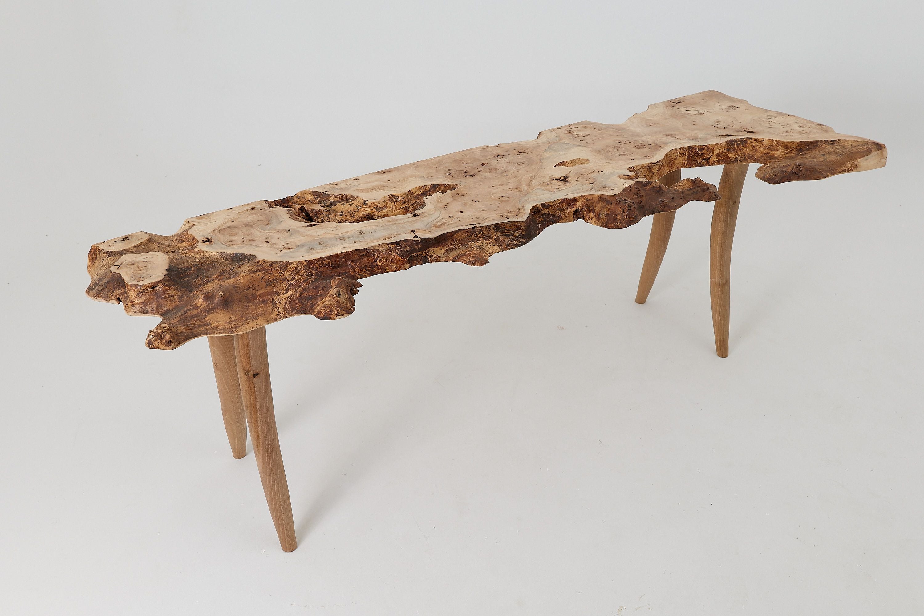 Live-Edge Burl Wood Console Table, Organic Modern, Handmade - image 17