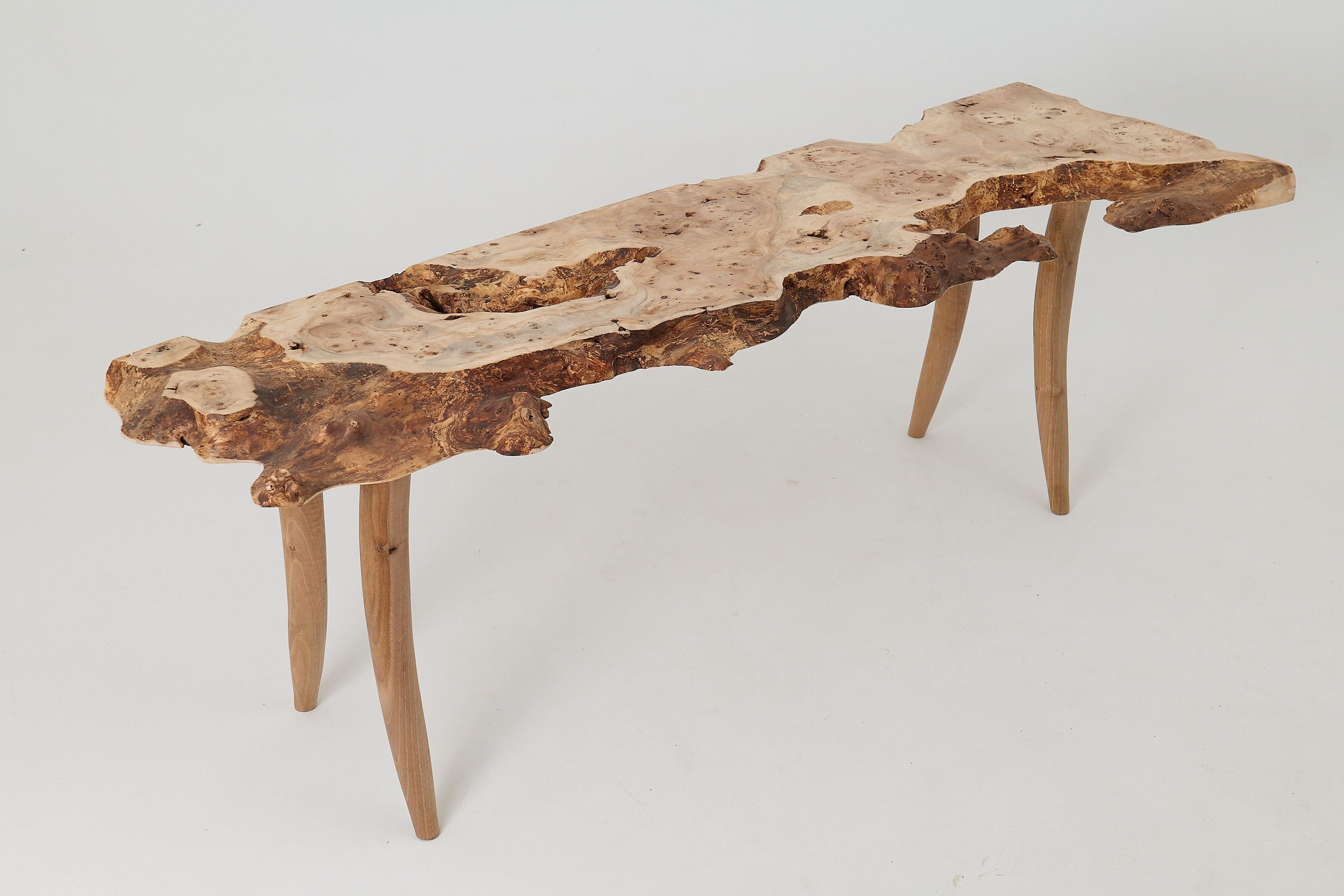 Live-Edge Burl Wood Console Table, Organic Modern, Handmade - image 18