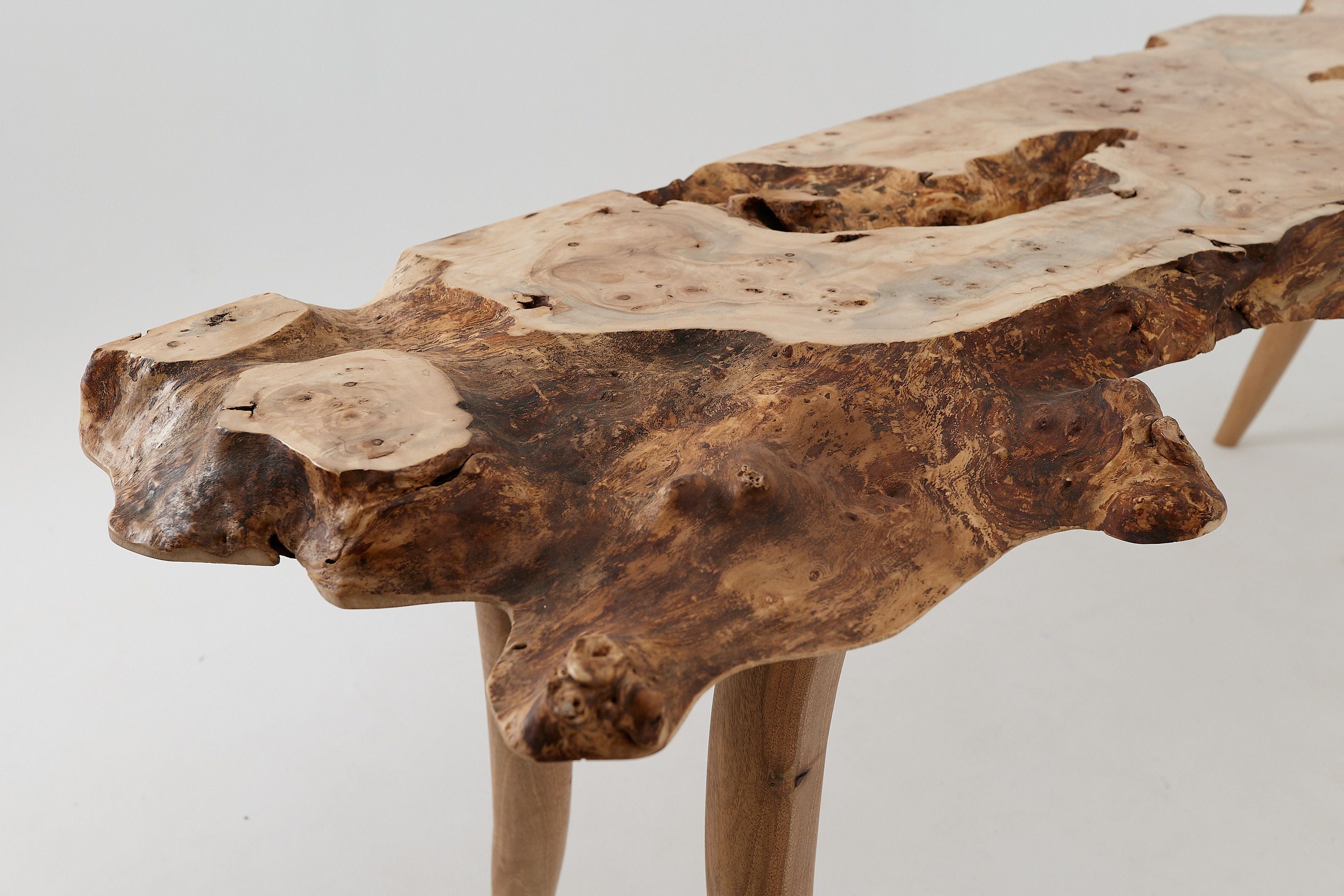 Live-Edge Burl Wood Console Table, Organic Modern, Handmade - image 15