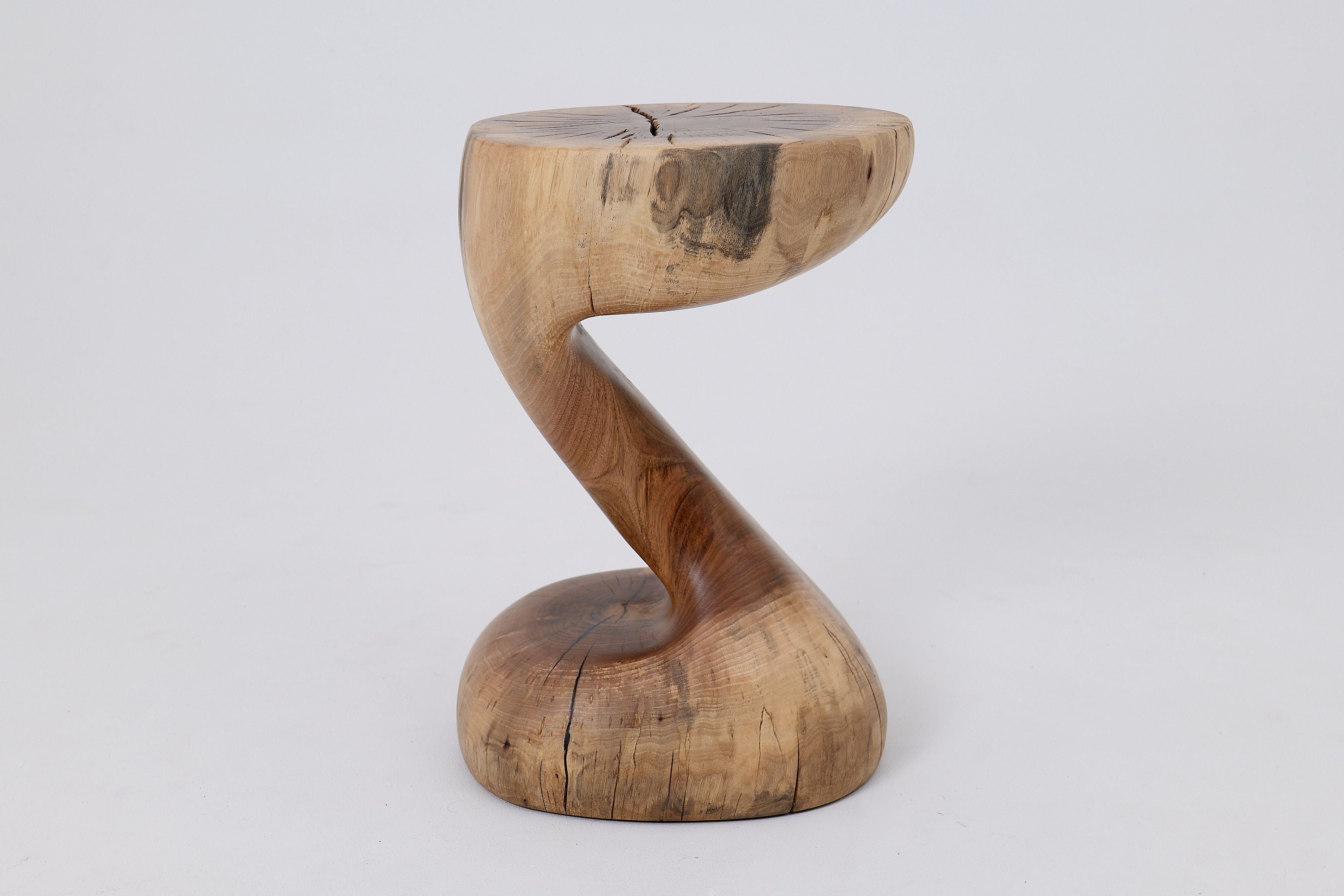 Sculptural Side Table, Stool, Solid Wood, Walnut, Contemporary Design - image 7