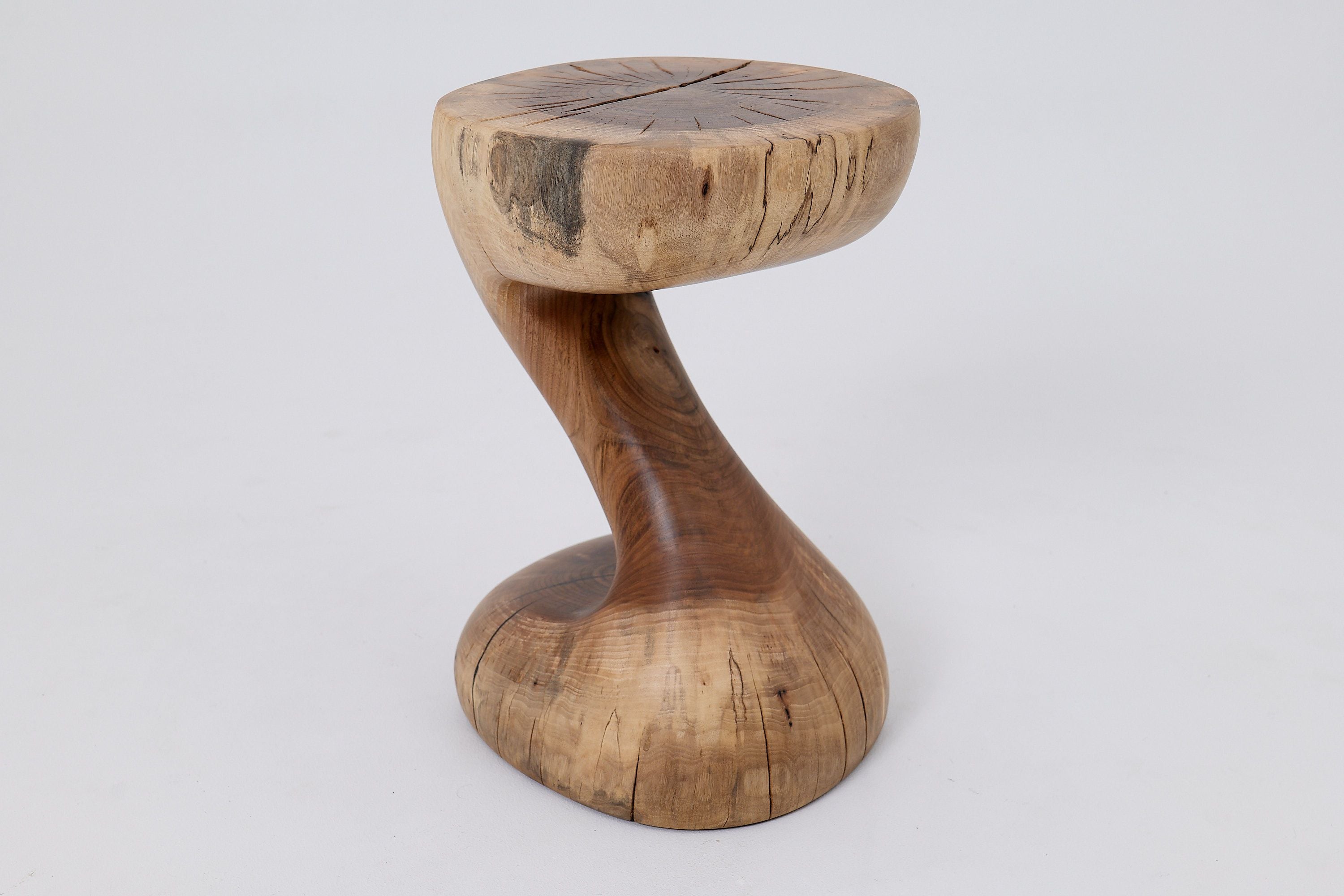 Sculptural Side Table, Stool, Solid Wood, Walnut, Contemporary Design - image 9